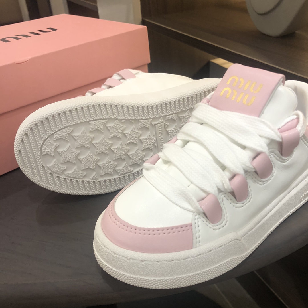 miumiu スニーカー 厚底スーパーコピー 運動 ランニング 通気性いい 子供用 シンプル 秋冬新作 人気販売 スニーカー ピンク_6