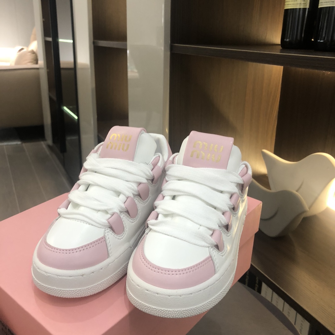 miumiu スニーカー 厚底スーパーコピー 運動 ランニング 通気性いい 子供用 シンプル 秋冬新作 人気販売 スニーカー ピンク_7