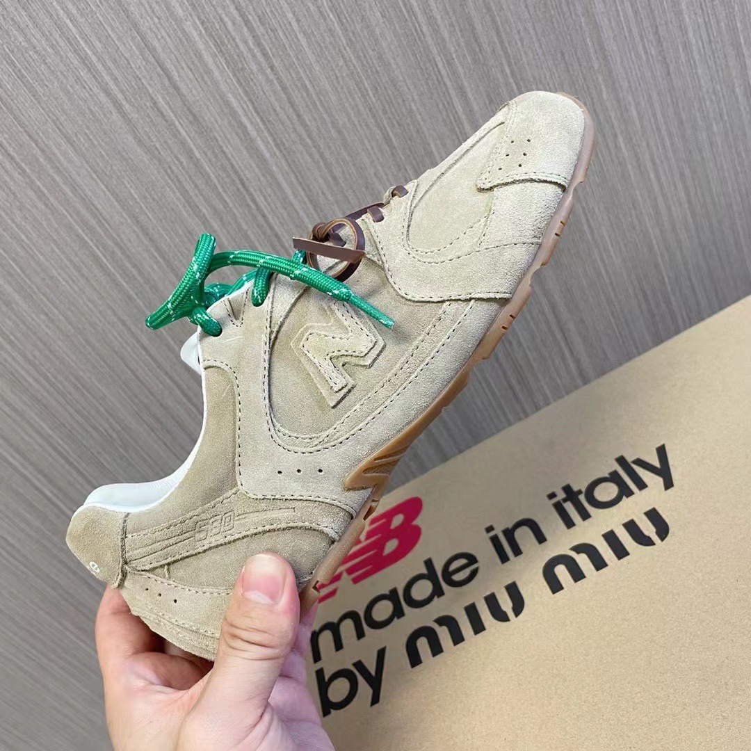 miumiu ウェディング シューズ激安通販 運動 ランニング スニーカー Miu Miu x New Balanceコラボ 春夏品 杏色_9