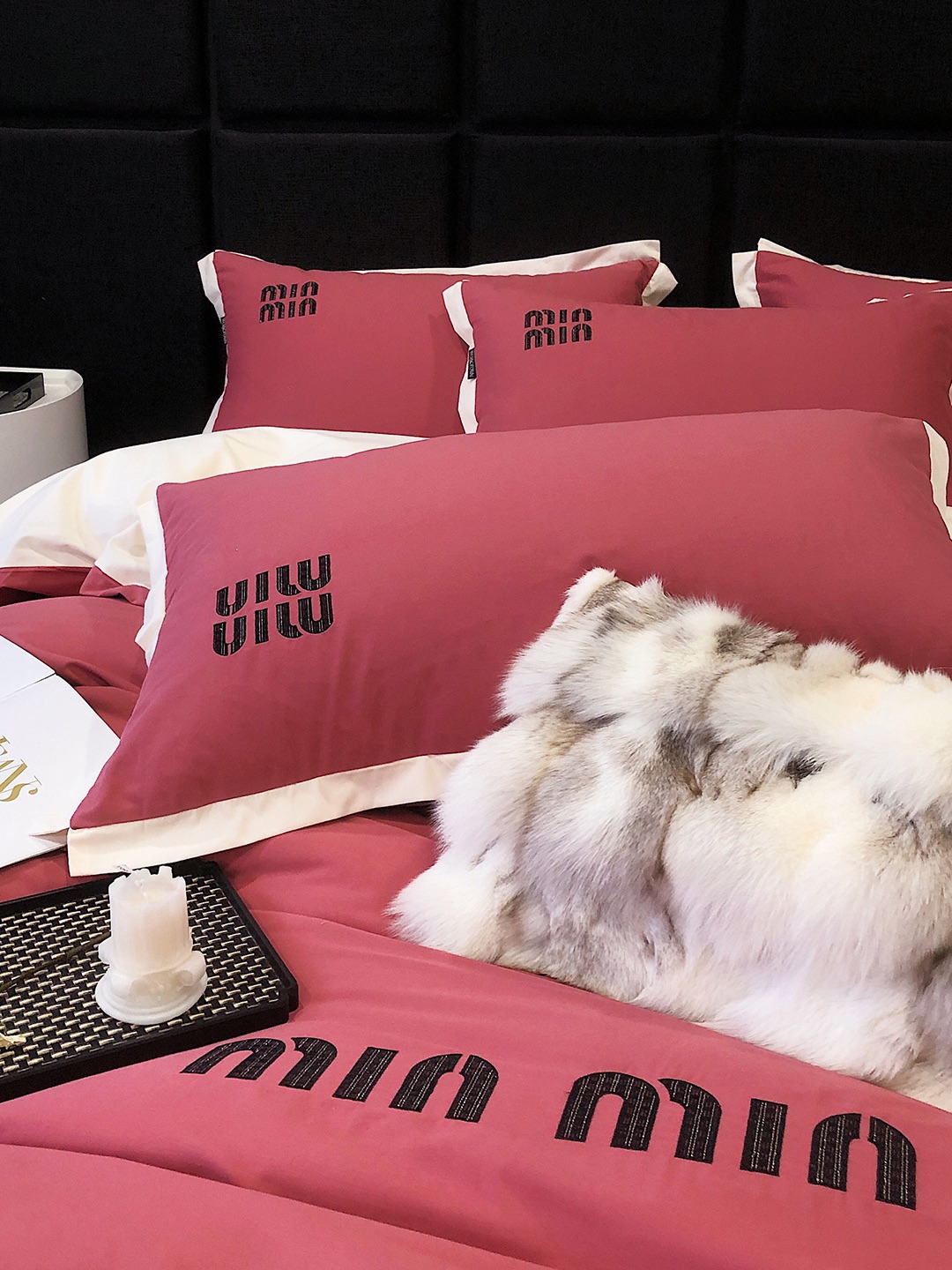 miumiuムアツ 布団偽物 4点セット 柔らかい 人気セット 掛け布団カバー ベッドカバー 枕カバー 柔らかい 保温 レッド_6