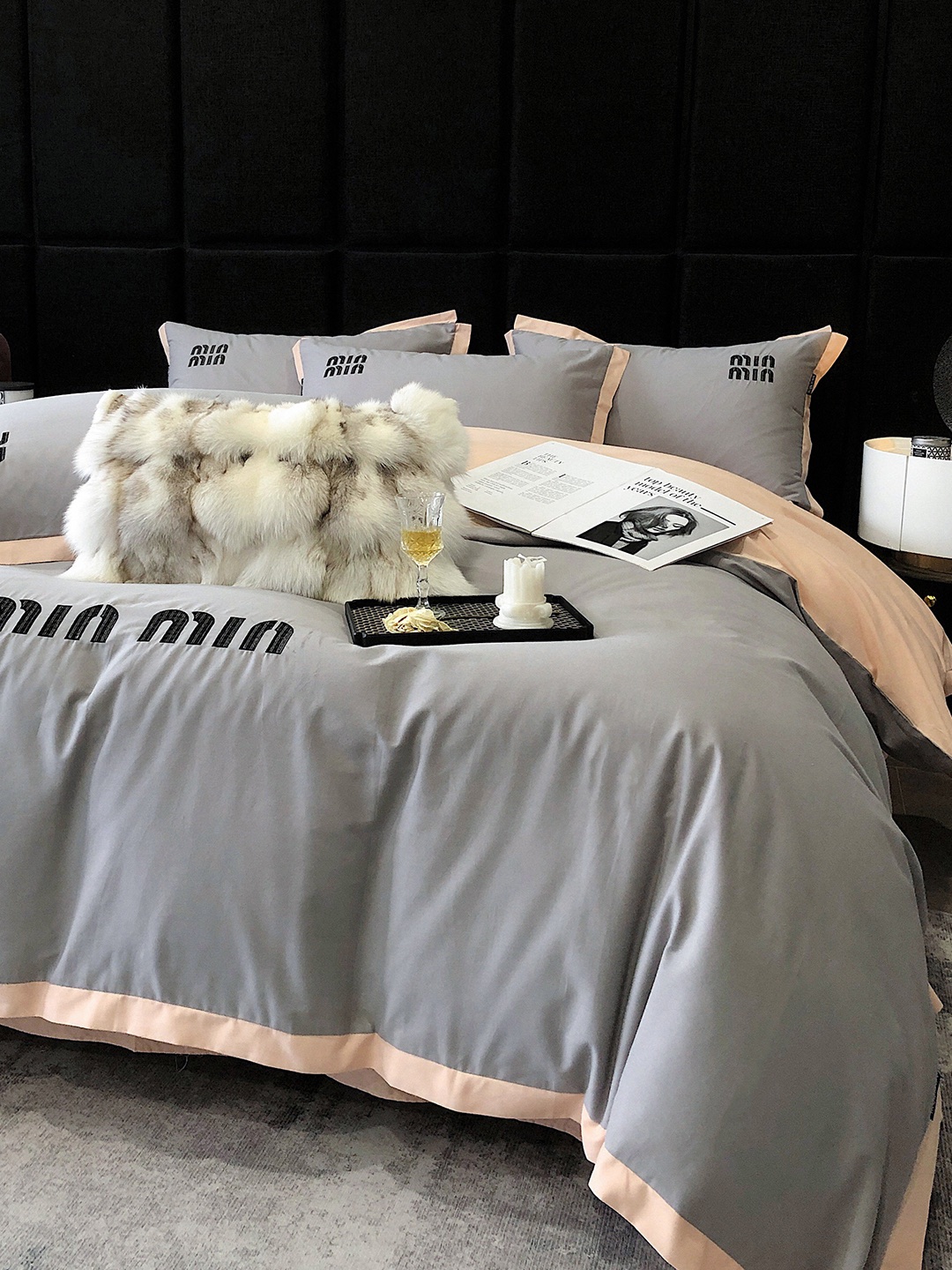 miumiu布団 おすすめＮ級品 4点セット 柔らかい 人気セット 掛け布団カバー ベッドカバー 枕カバー 柔らかい 保温 グレイ_2