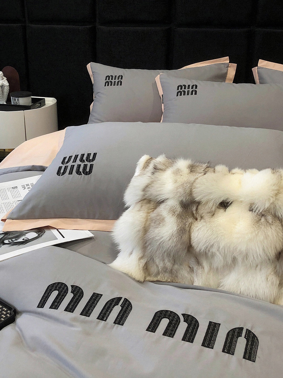 miumiu布団 おすすめＮ級品 4点セット 柔らかい 人気セット 掛け布団カバー ベッドカバー 枕カバー 柔らかい 保温 グレイ_5