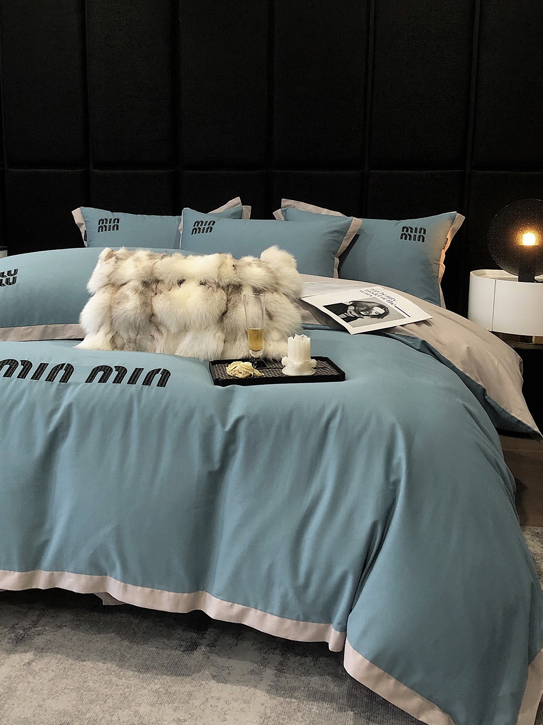 miumiuベビー 布団コピー 4点セット 柔らかい 人気セット 掛け布団カバー ベッドカバー 枕カバー 柔らかい 保温 ブルー_2