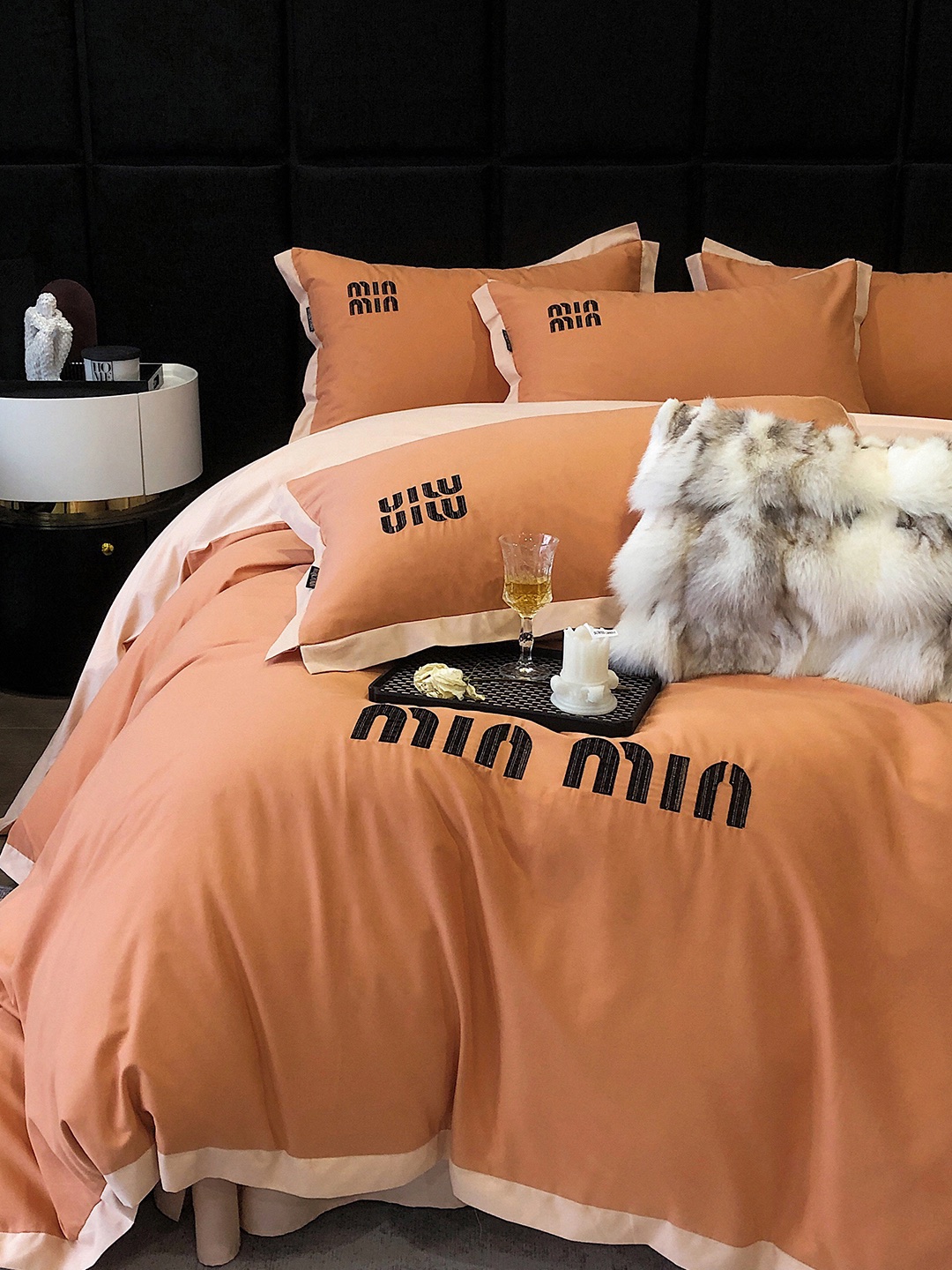 miumiu寝具 おすすめ激安通販 4点セット 柔らかい 人気セット 掛け布団カバー ベッドカバー 枕カバー 柔らかい 保温 オレンジ色_4