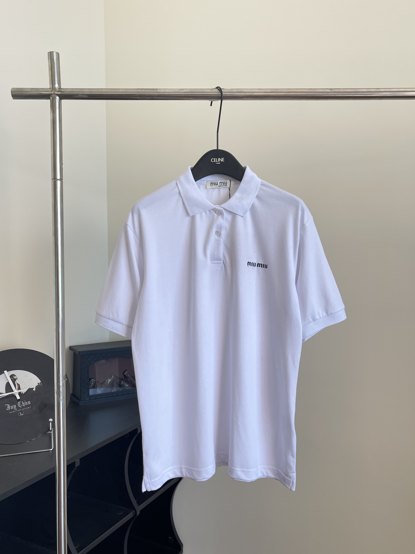 ミュウミュウ洋服偽物 ポロシャツ トップス 半袖 シンプル 純綿 通気性いい 人気販売 ホワイト_1