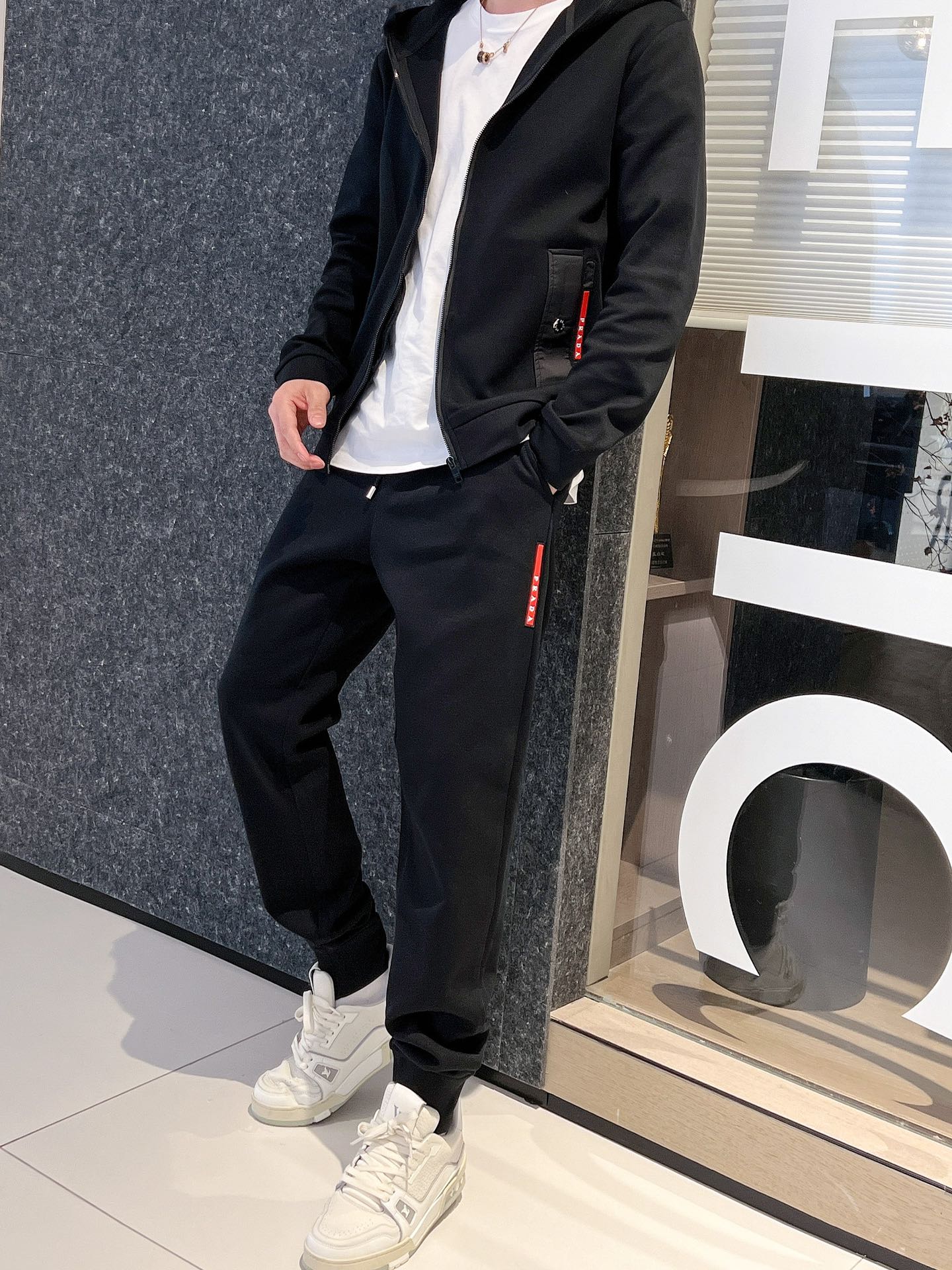 新商品! prada sports パンツコピー 運動セット ランニング 無地 純綿 カジュアル 柔らかい ビジネス メンズ ブラック_2