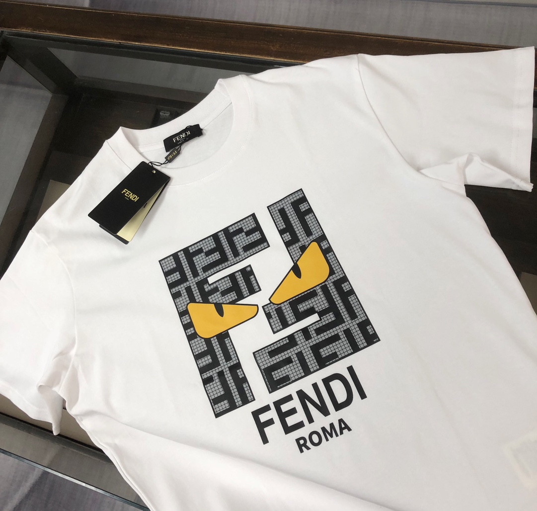 フェンディ t シャツＮ級品 純綿 カップル 人気最新 柔らかい カジュアル トップス 快適 シンプル ホワイト_2