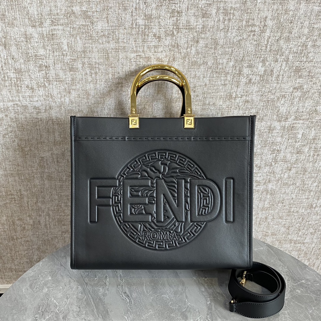 フェンディ バッグ 店舗激安通販 持ちバッグ 優雅 レディース ロゴプリント Ｍサイズ 大容量 ファッション ブラック_3