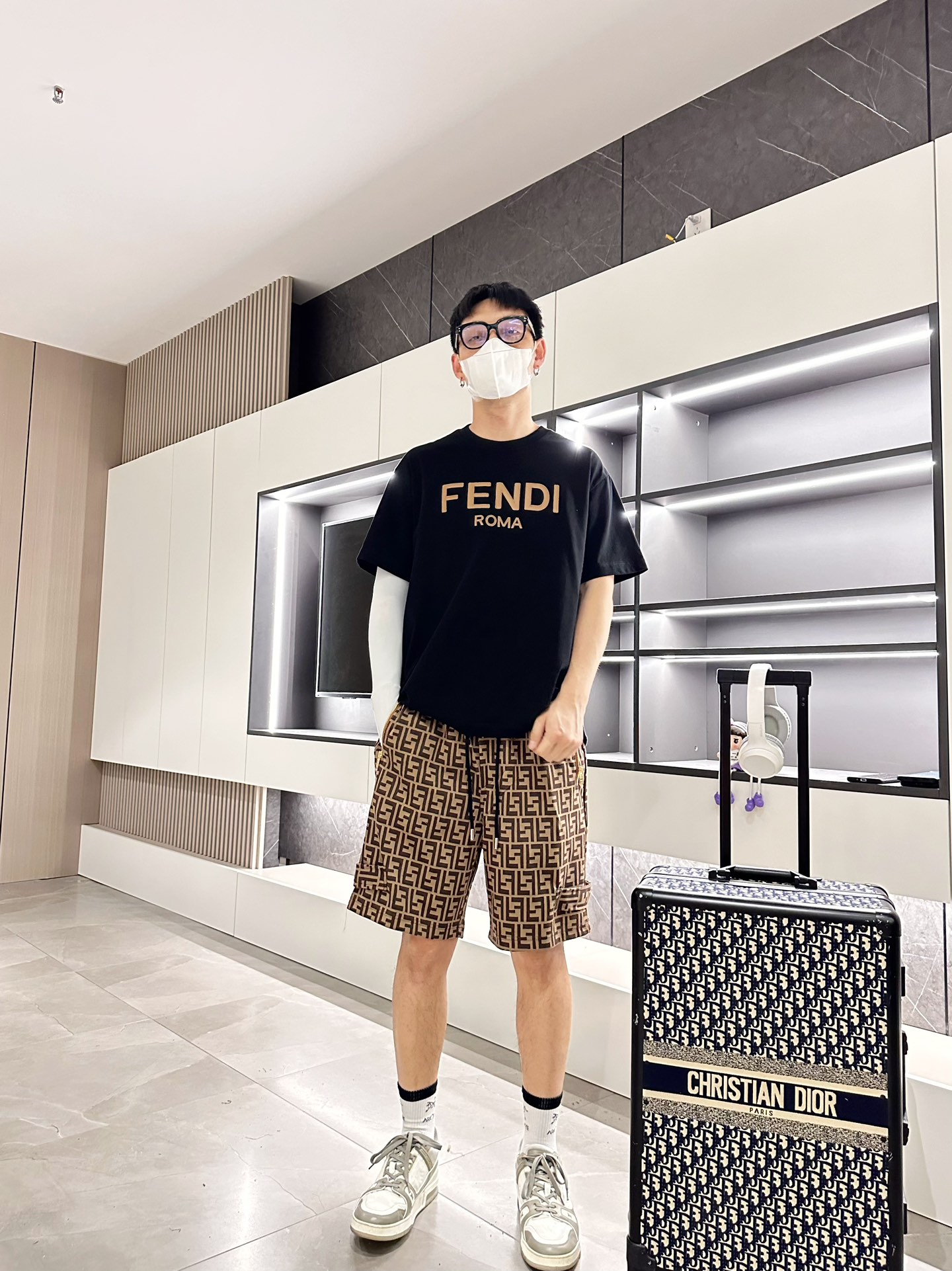 フェンディ ハーフパンツコピー 夏 ショットパンツ カジュアル 柔らかい 爽やか 高級品 花柄 メンズ イエロー_6