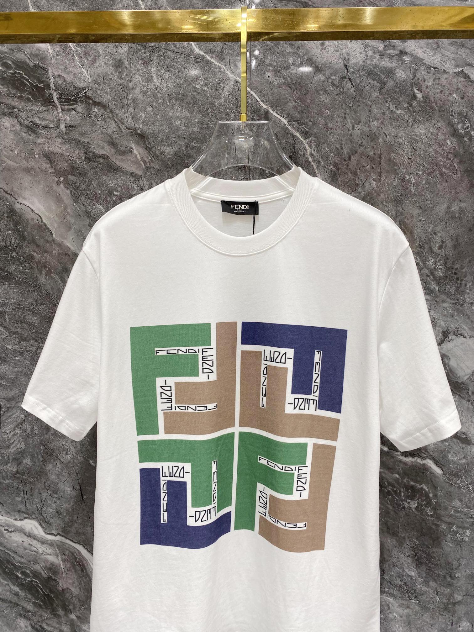 激安大特価最新作の フェンディ t シャツ メンズコピー トップス 純綿 プリント 短袖 ファッション ホワイト_2