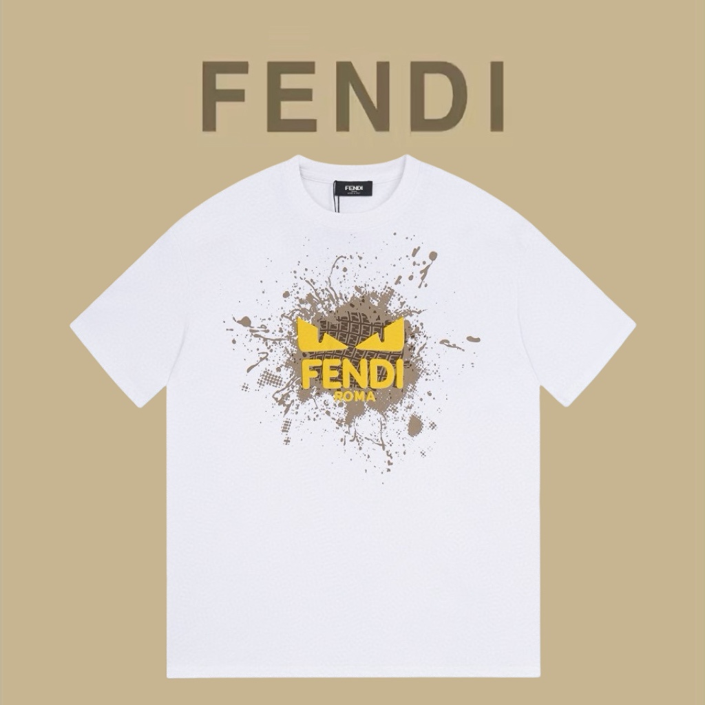 超激得新品 fendi メンズ シャツ偽物 トップス 春夏新品 純綿 半袖 柔らかい 男女兼用 人気販売 ホワイト_1