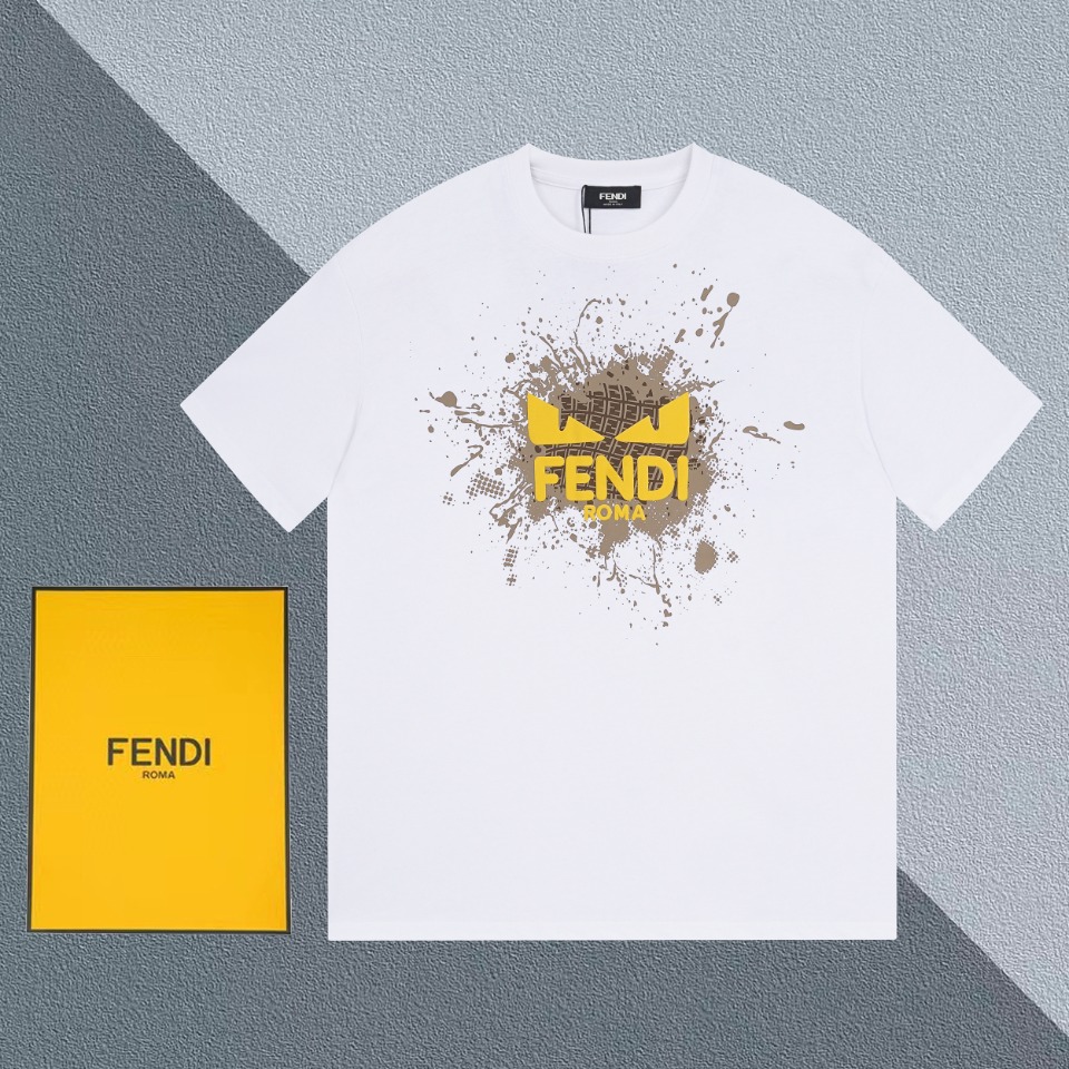 超激得新品 fendi メンズ シャツ偽物 トップス 春夏新品 純綿 半袖 柔らかい 男女兼用 人気販売 ホワイト_2
