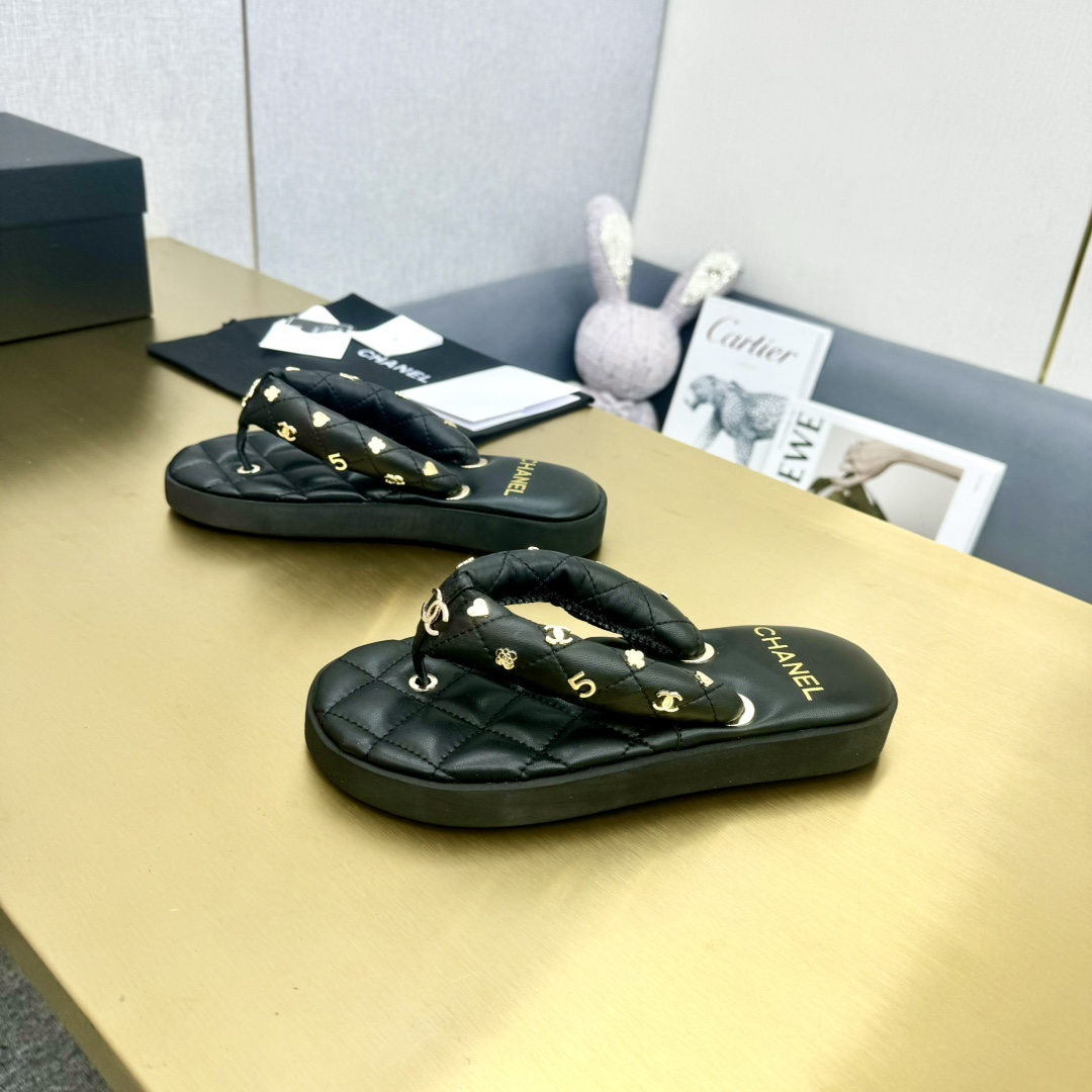 シャネルシューズ激安通販 スリッパ 夏品 厚底 レディース ファッション 大人気 ビーチシューズ ブラック_6