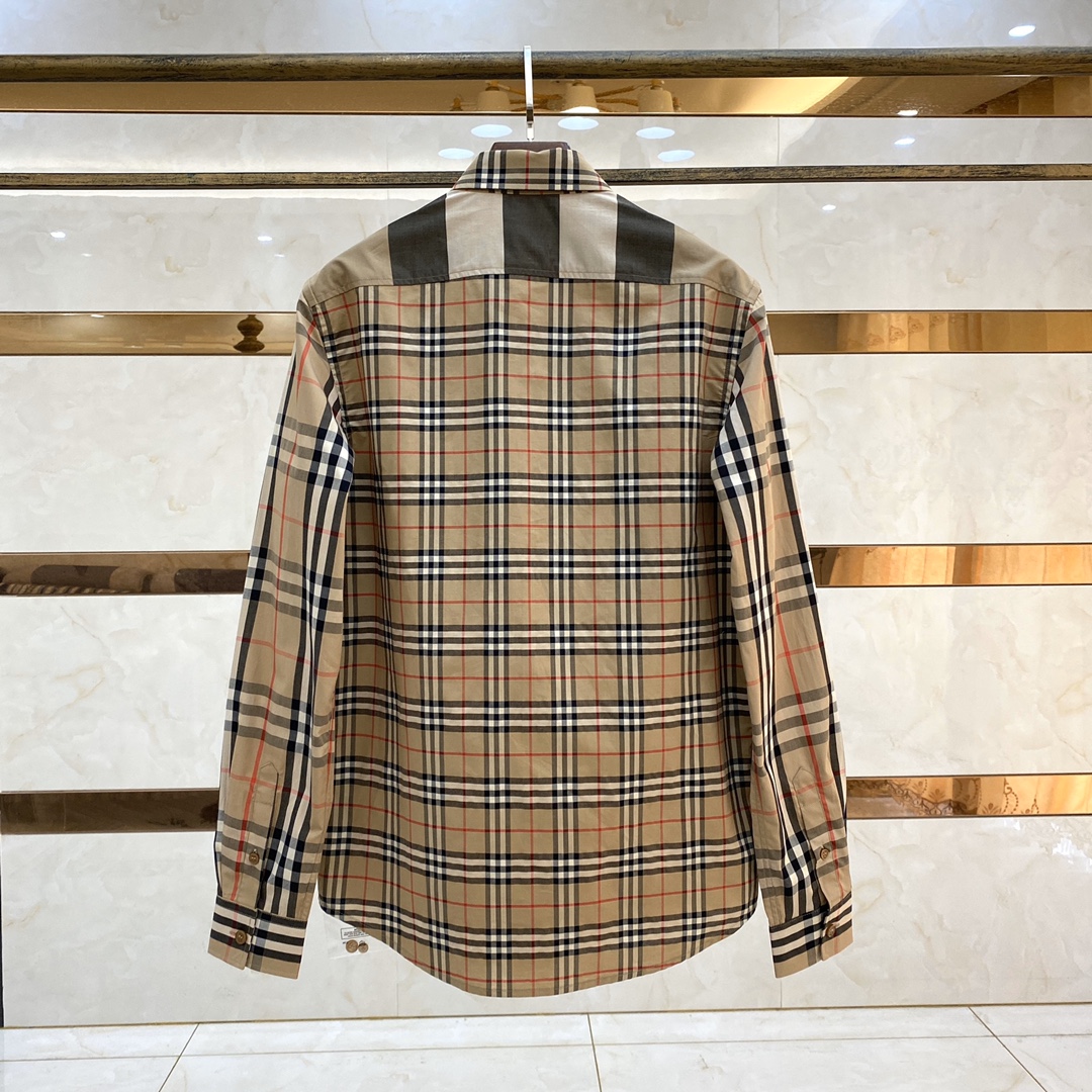 驚きの破格値2024 新着 burberry t シャツ メンズＮ級品 ビジネスシャツ 格子模様 シンプル ファッション ブラウン_7