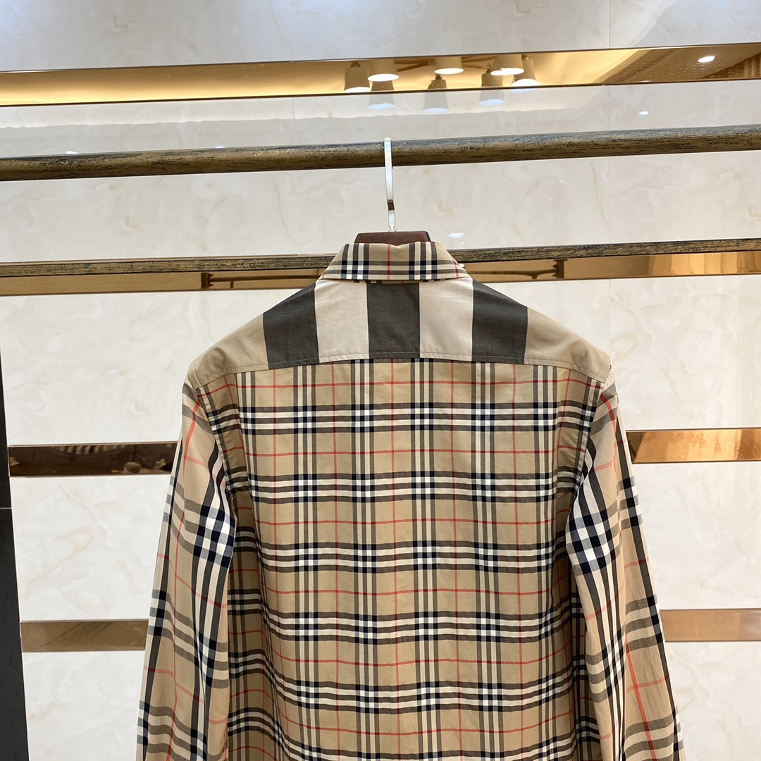 驚きの破格値2024 新着 burberry t シャツ メンズＮ級品 ビジネスシャツ 格子模様 シンプル ファッション ブラウン_8