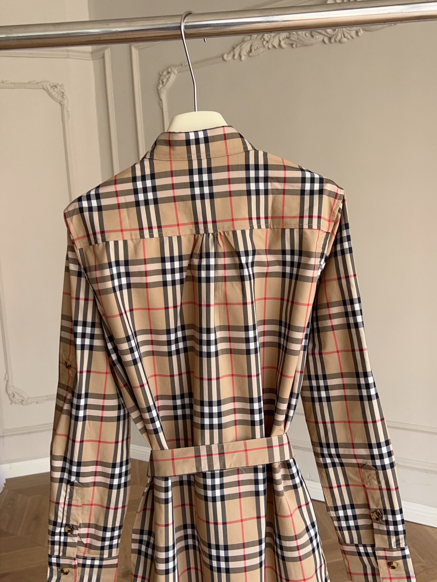 バーバリースカート激安通販 格子模様 シンプル ワンピース 秋服 人気定番 ファッション レディース ブラウン_8