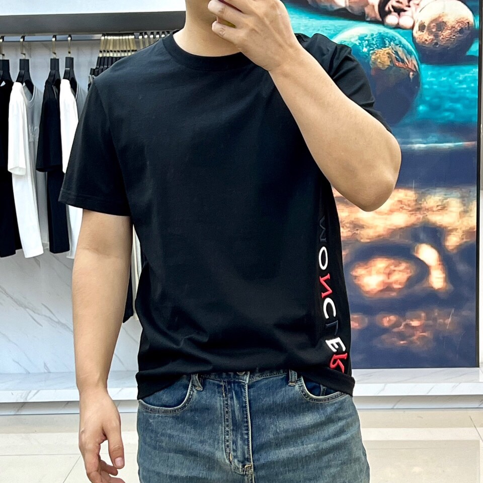 HOT 2024夏の定番 メンズ モンクレールtシャツ偽物 純綿 トップス 春夏 メンズ服 ロゴ刺繡 柔らかい シンプル ブラック_2