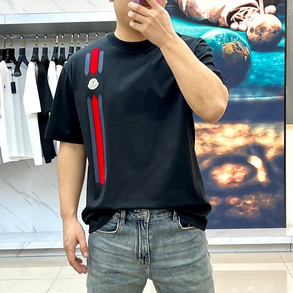限定セール低価 モンクレールtシャツメルカリ偽物 純綿 トップス 春夏 メンズ ファッション ブラック_1