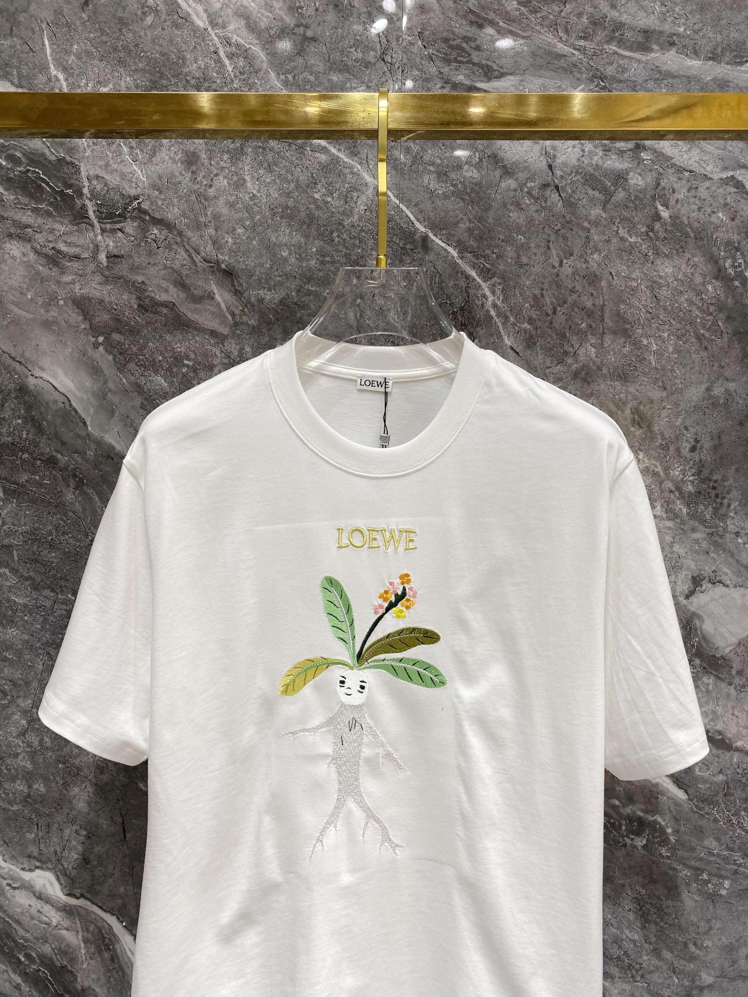 HOT100%新品 ロエベトップスＮ級品 純綿 短袖 Tシャツ シンプル 柔らかい 刺繍 ファッション 快適 ホワイト_2