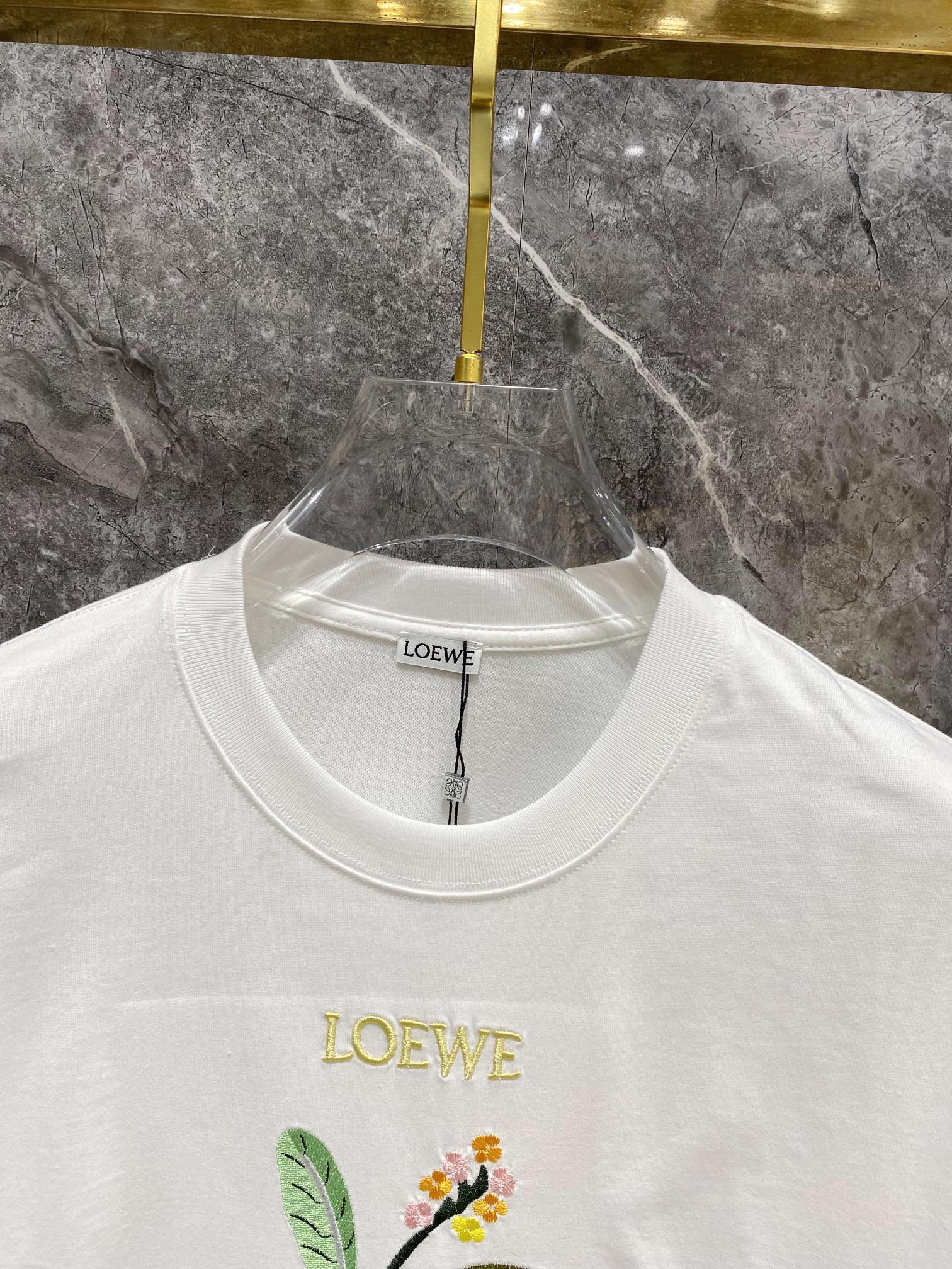 HOT100%新品 ロエベトップスＮ級品 純綿 短袖 Tシャツ シンプル 柔らかい 刺繍 ファッション 快適 ホワイト_4
