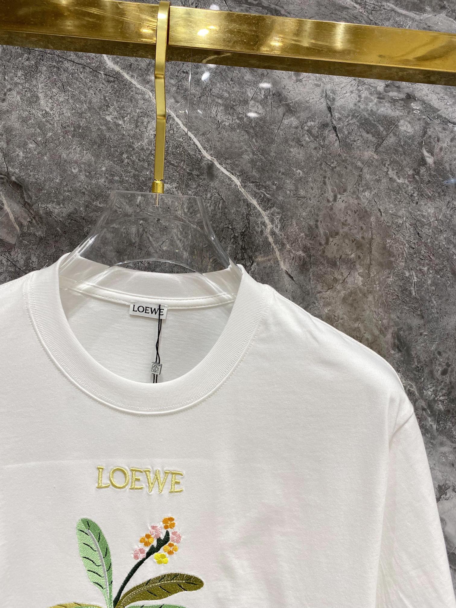 HOT100%新品 ロエベトップスＮ級品 純綿 短袖 Tシャツ シンプル 柔らかい 刺繍 ファッション 快適 ホワイト_5