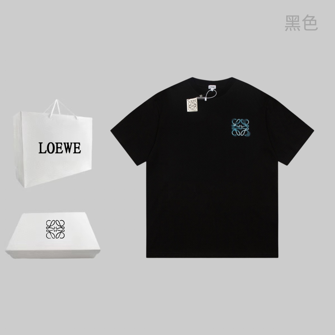 シンプル印象になって ロエベ本物見分け方コピー 純綿 短袖 Tシャツ トップス 柔らかい 快適 プリント ブラック_2