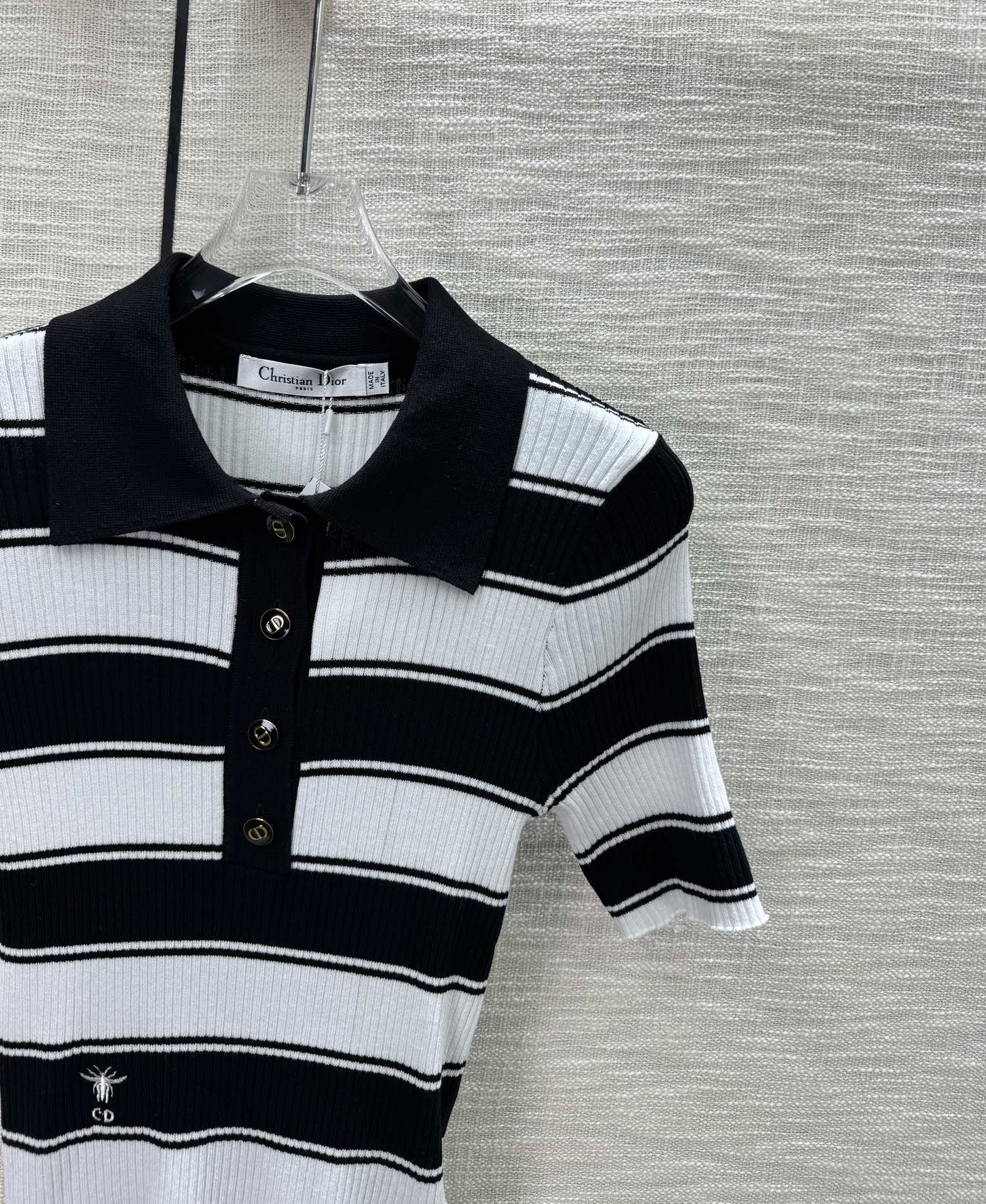 ディオールセーターＮ級品 トップス 半袖 縞模様 春夏新作 柔らかい ファッション 品質保証 ブラック_2