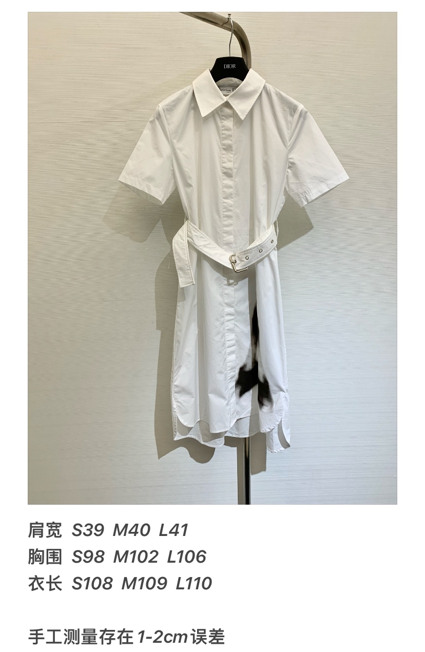 橋本環奈 ディオールワンピースコピー スカート 短袖 軽量 夏服 柔らかい レディース 人気新作 純綿 ホワイト_9