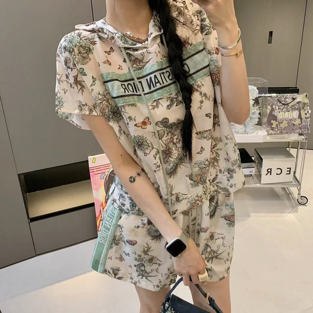 ディオール ティーシャツ激安通販 シンプル セット 軽量 夏服 花柄 シルク カジュアル おしゃれ グレイ_8