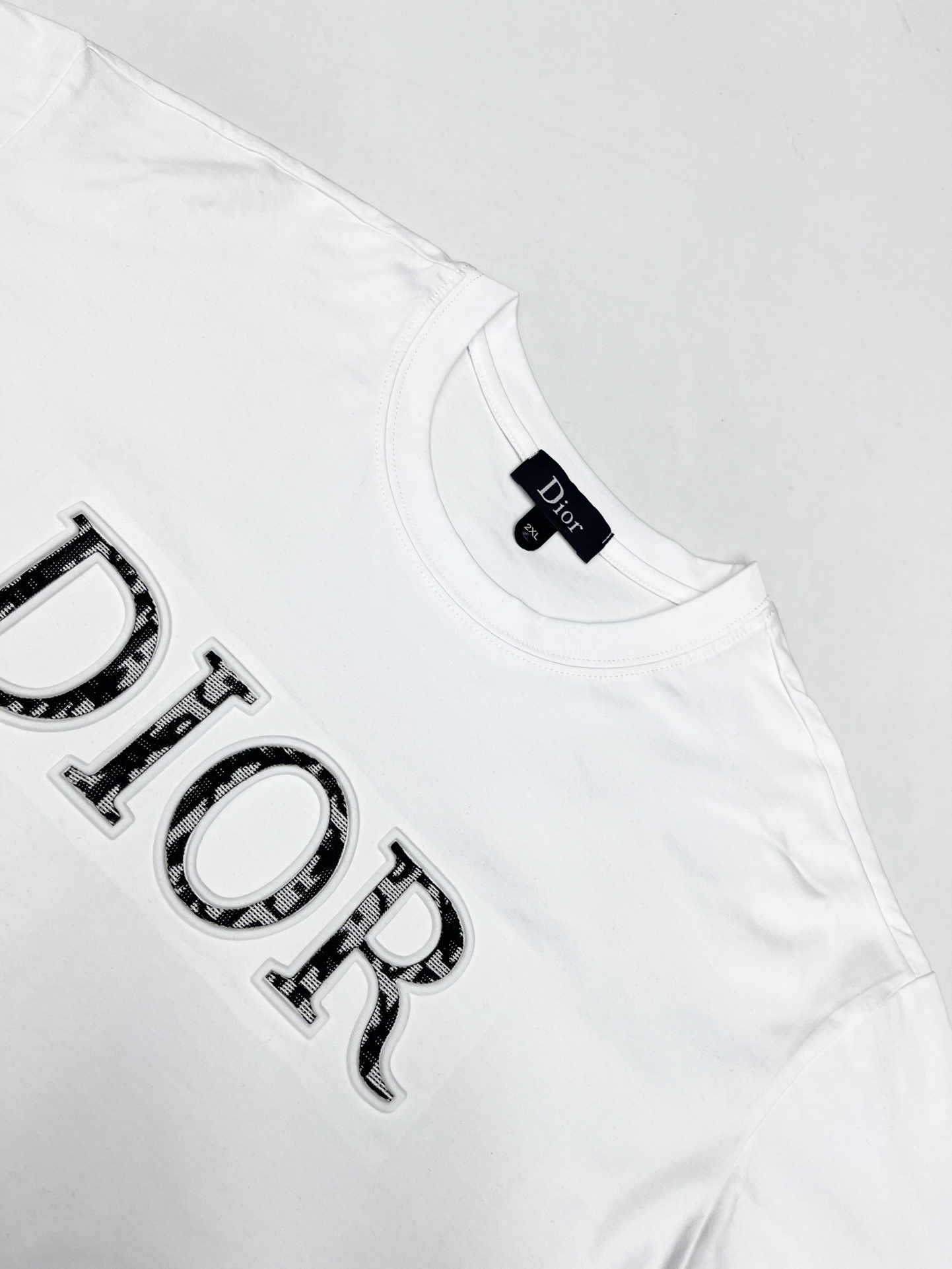 dior ミディシャツドレスコピー シンプル 半袖 トップス 純綿 ファッション ロゴプリント 柔らかい ホワイト_3