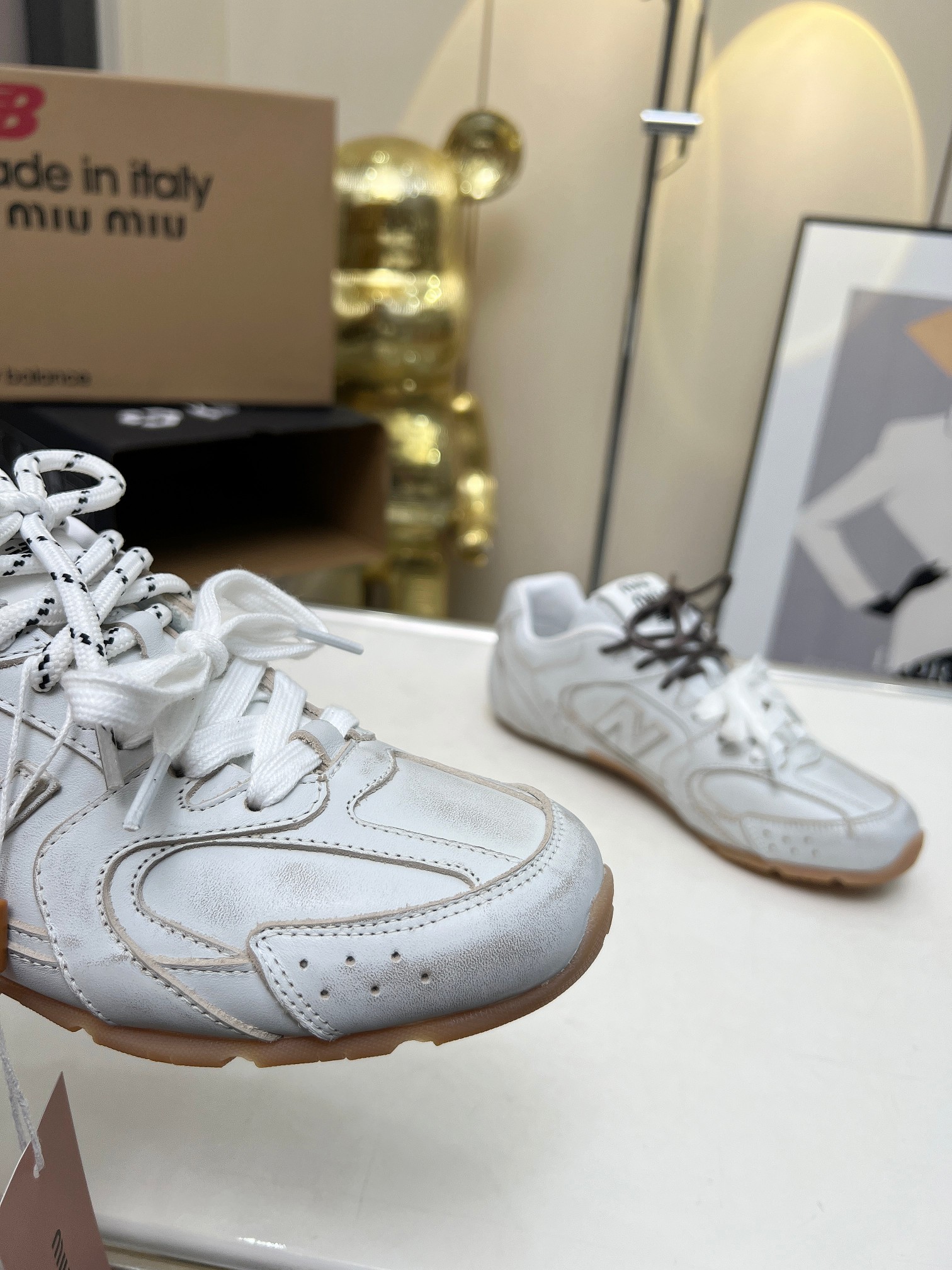 miumiu 靴 レディース激安通販 カップルシューズ MiuMiu x New Balanceコラボ 運動 ランニング 人気定番 グレイ_2