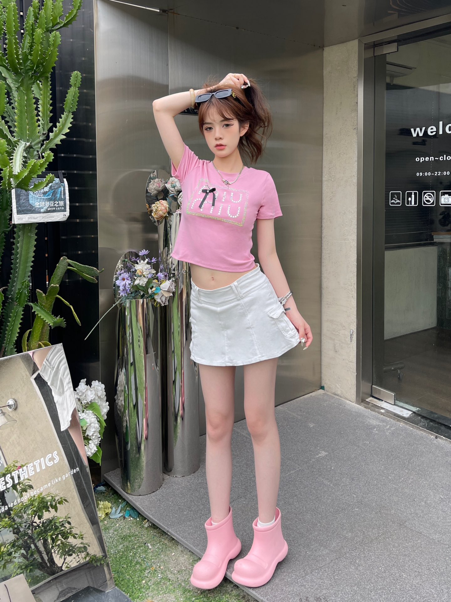 ミュウミュウ ロンt偽物 純綿 トップス Tシャツ 少女感 ショット 柔らかい セクシー ファッション ピンク_6