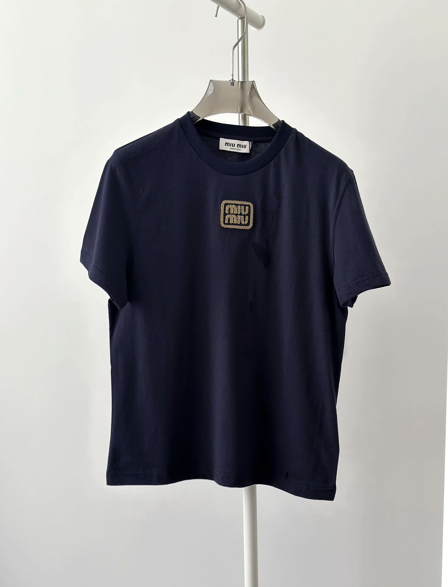 miumiu ユナ激安通販 純綿 トップス Tシャツ シンプル 人気新作 柔らかい 品質保証 半袖 ブラック_1