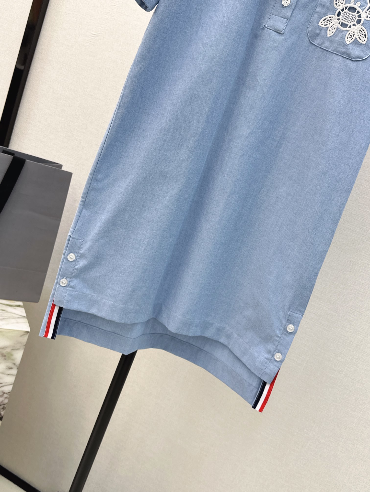 トムブラウンスカート激安通販 ワンピース 学院風 半袖 シンプル 可愛い 少女感 快適 夏服 ブルー_5
