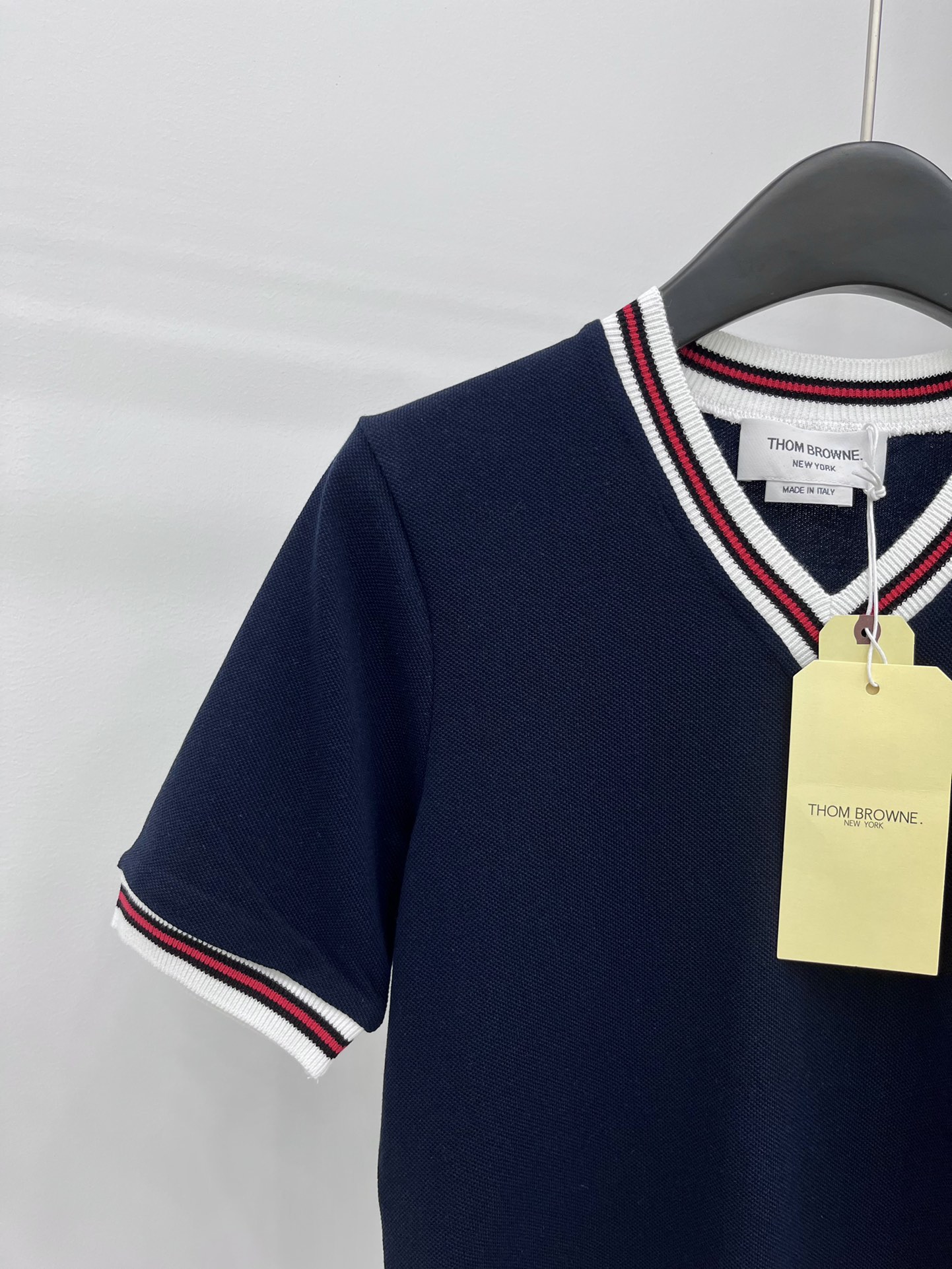 トムブラウン tシャツ レディース偽物 トップス 半袖 純綿 ｖ形 ファッション 人気定番 ブルー_3