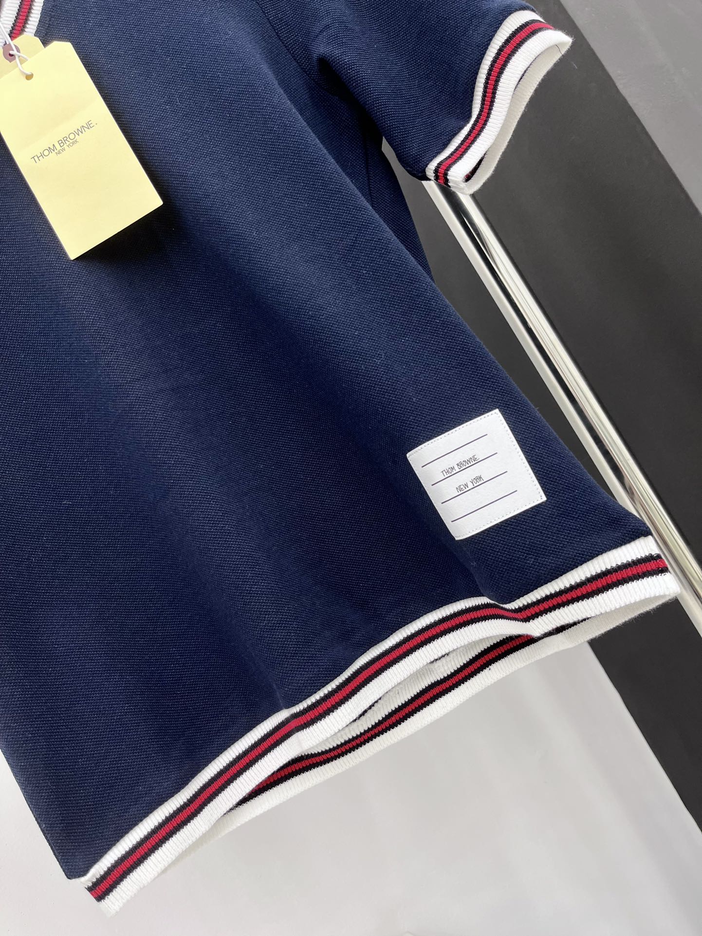 トムブラウン tシャツ レディース偽物 トップス 半袖 純綿 ｖ形 ファッション 人気定番 ブルー_4