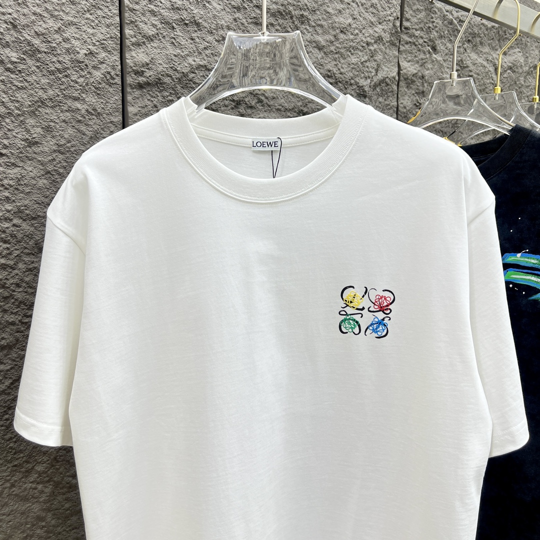 赤字超特価2024 ロエベtシャツ サイズスーパーコピー 純綿 トップス 半袖 シンプル カラフルロゴ刺繍 柔らかい ホワイト_2