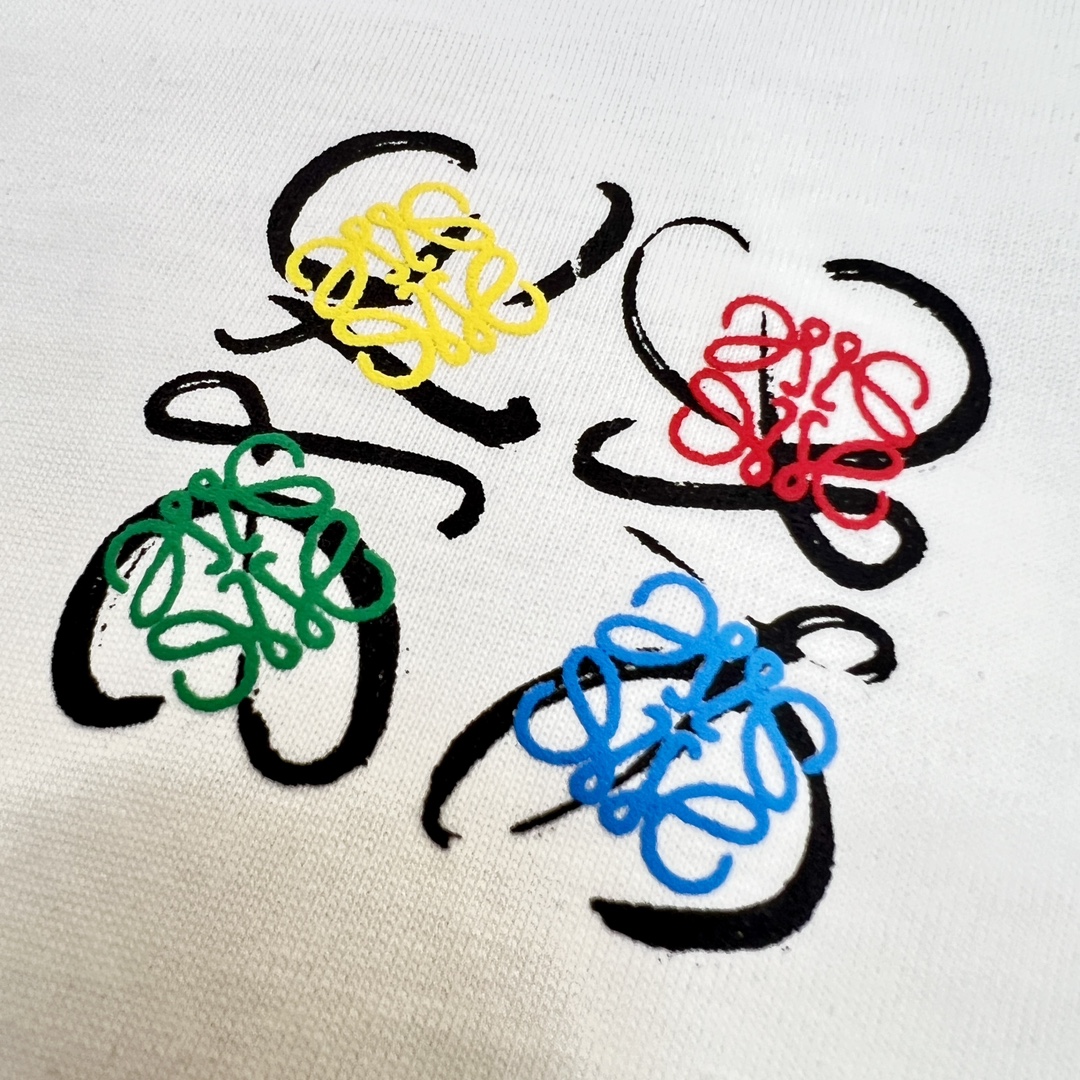 赤字超特価2024 ロエベtシャツ サイズスーパーコピー 純綿 トップス 半袖 シンプル カラフルロゴ刺繍 柔らかい ホワイト_8