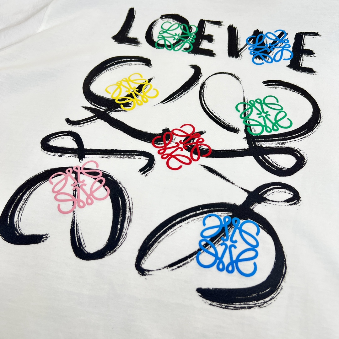 赤字超特価2024 ロエベtシャツ サイズスーパーコピー 純綿 トップス 半袖 シンプル カラフルロゴ刺繍 柔らかい ホワイト_9