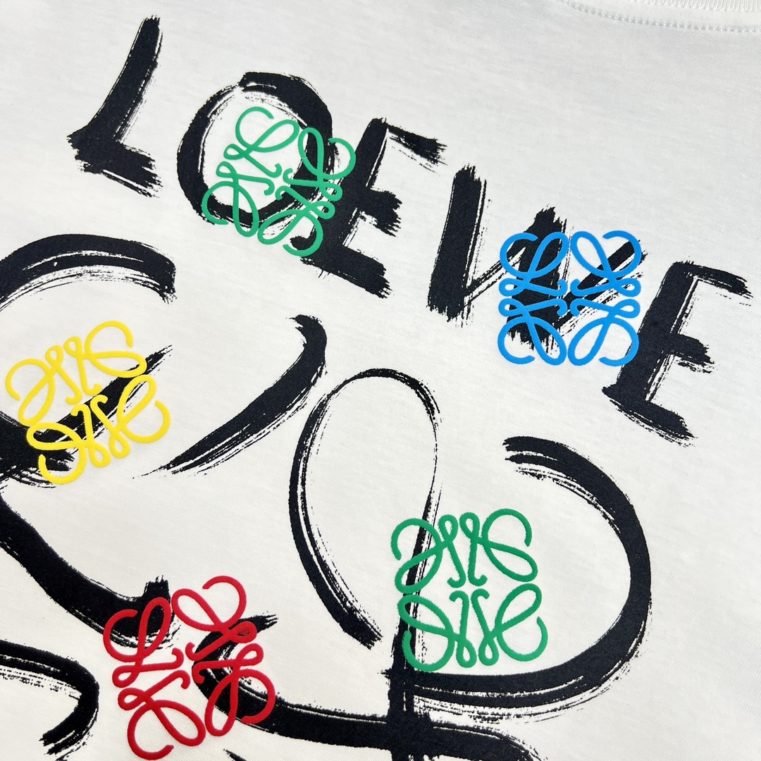 赤字超特価2024 ロエベtシャツ サイズスーパーコピー 純綿 トップス 半袖 シンプル カラフルロゴ刺繍 柔らかい ホワイト_10