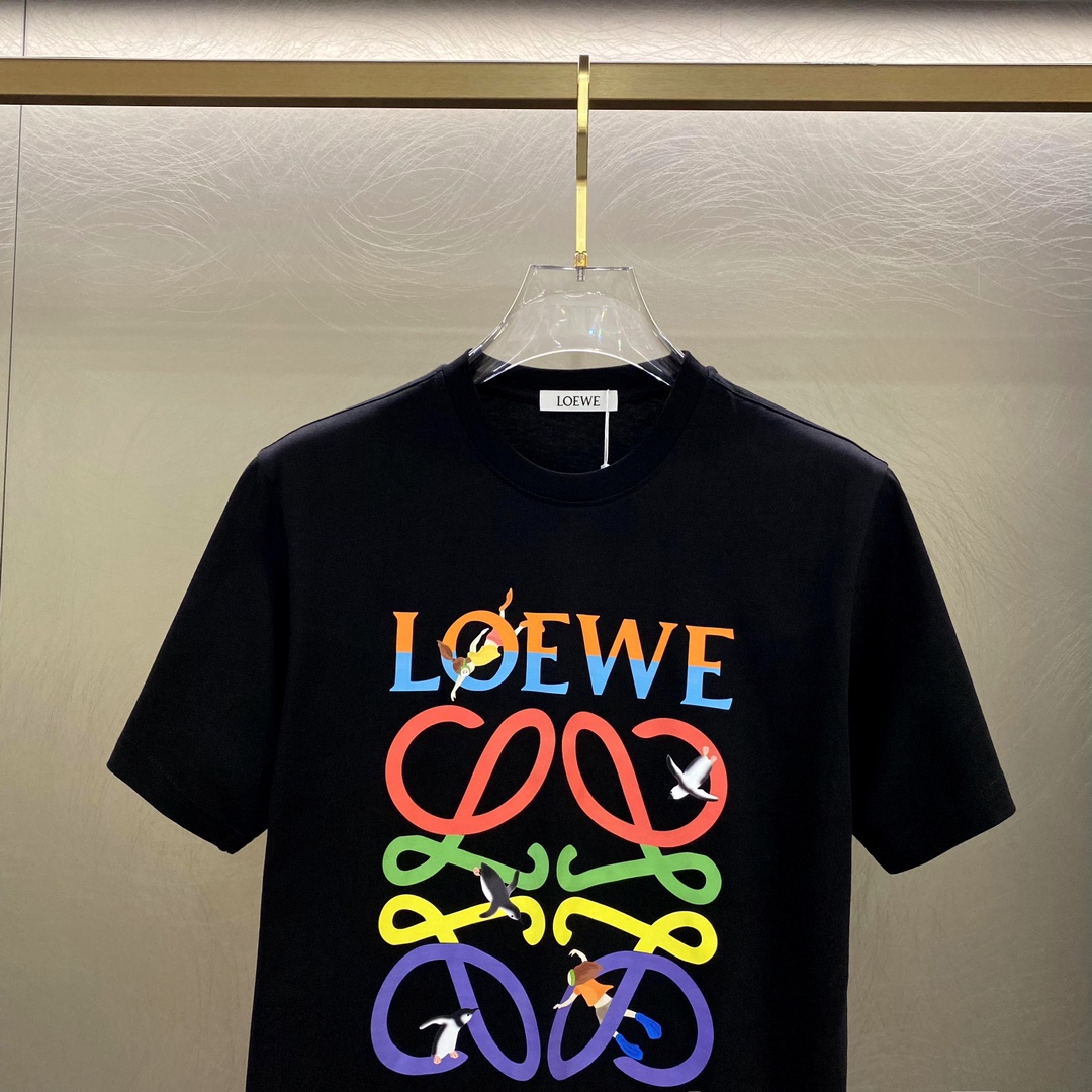 新作入荷格安 レディース ロエベ tシャツ激安通販 人気新品 純綿 トップス 半袖 柔らかい ロゴプリント ブラック_2