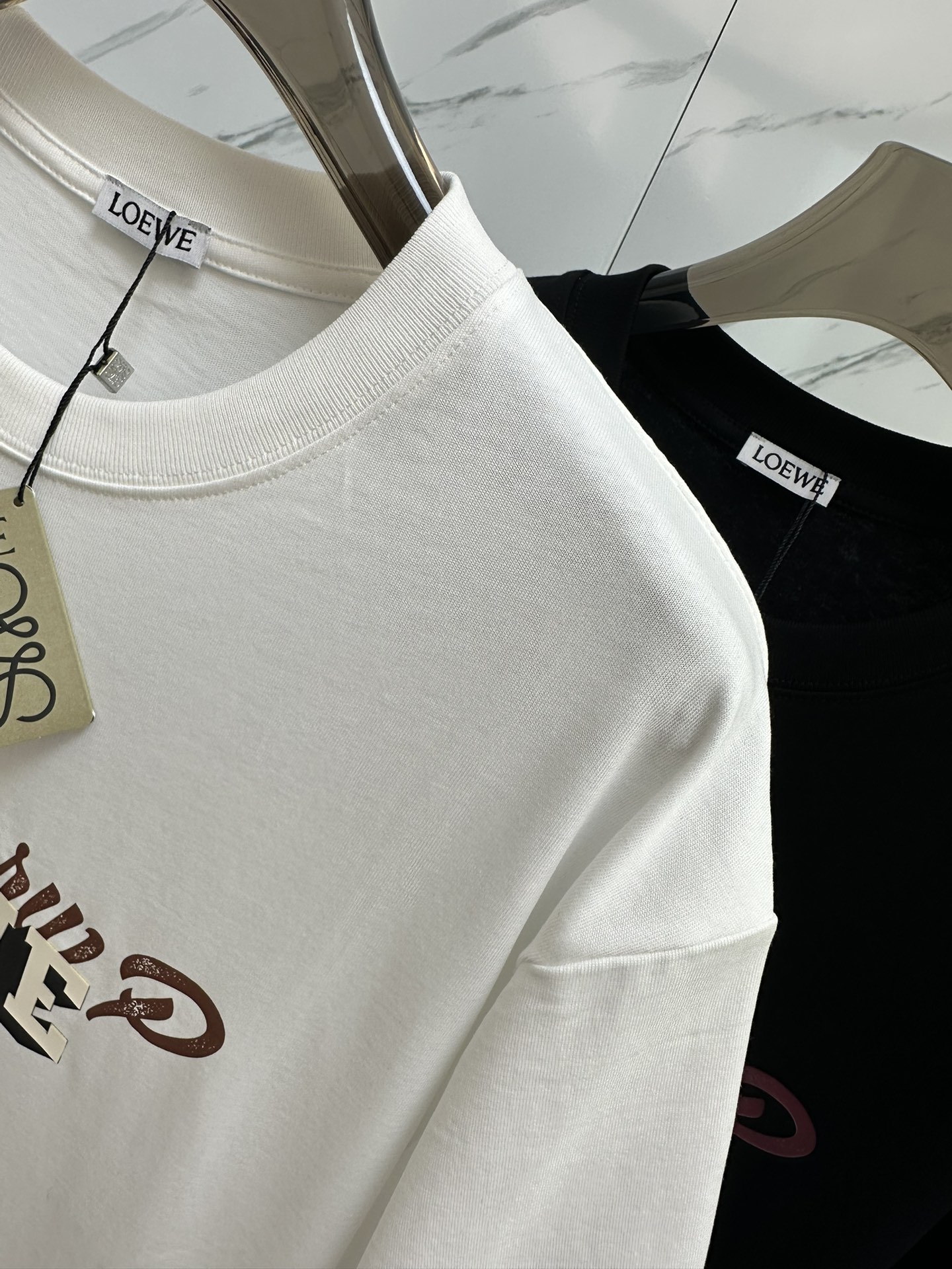 限定セール低価 ロエベ tシャツ 洗濯コピー 純綿 トップス ロゴプリント 半袖 柔らかい シンプル ホワイト_4