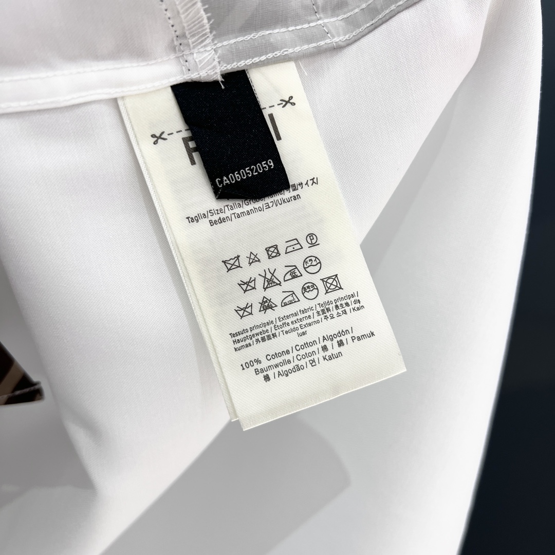 fendi シャツ偽物 長袖トップス シンプル 純綿 春夏新作 ファッション 人気定番 ビジネス メンズ ホワイト_9
