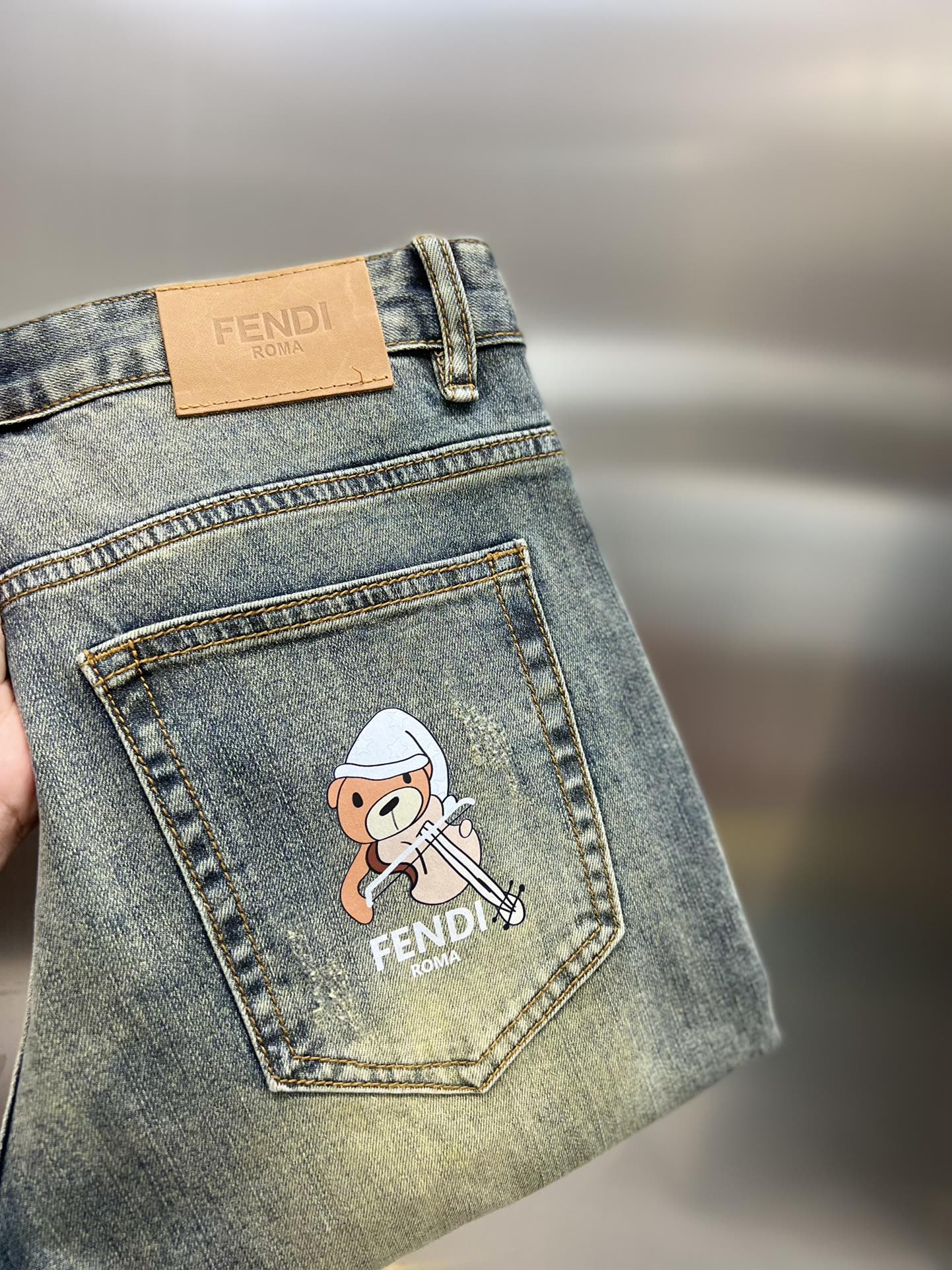 フェンディ リボンコピー デニム素材 ズボン パンツ シンプル 最新品 ファッション感 グレイ_2