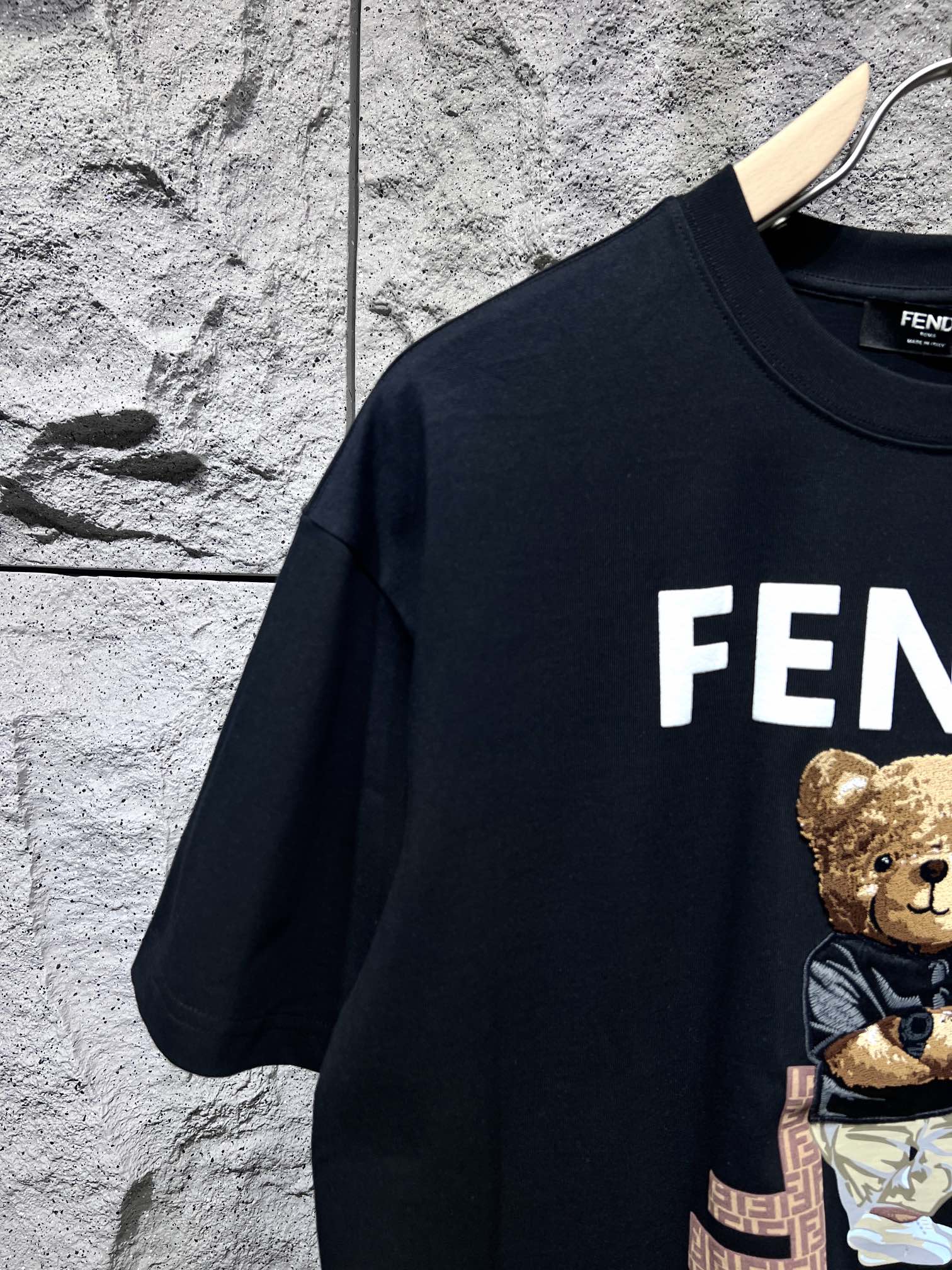 人気定番 fendi t シャツ キッズ激安通販 トップス 半袖 純綿 熊プリント 柔らかい ゆったり ブラック_5