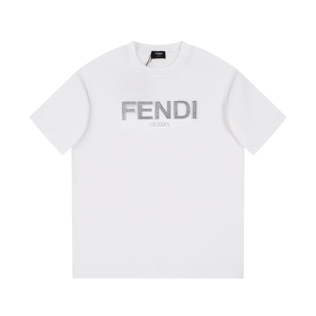 高級感溢れる fendi ハイネック t シャツ偽物 トップス 純綿 柔らかい シンプル ロゴプリント ホワイト_1