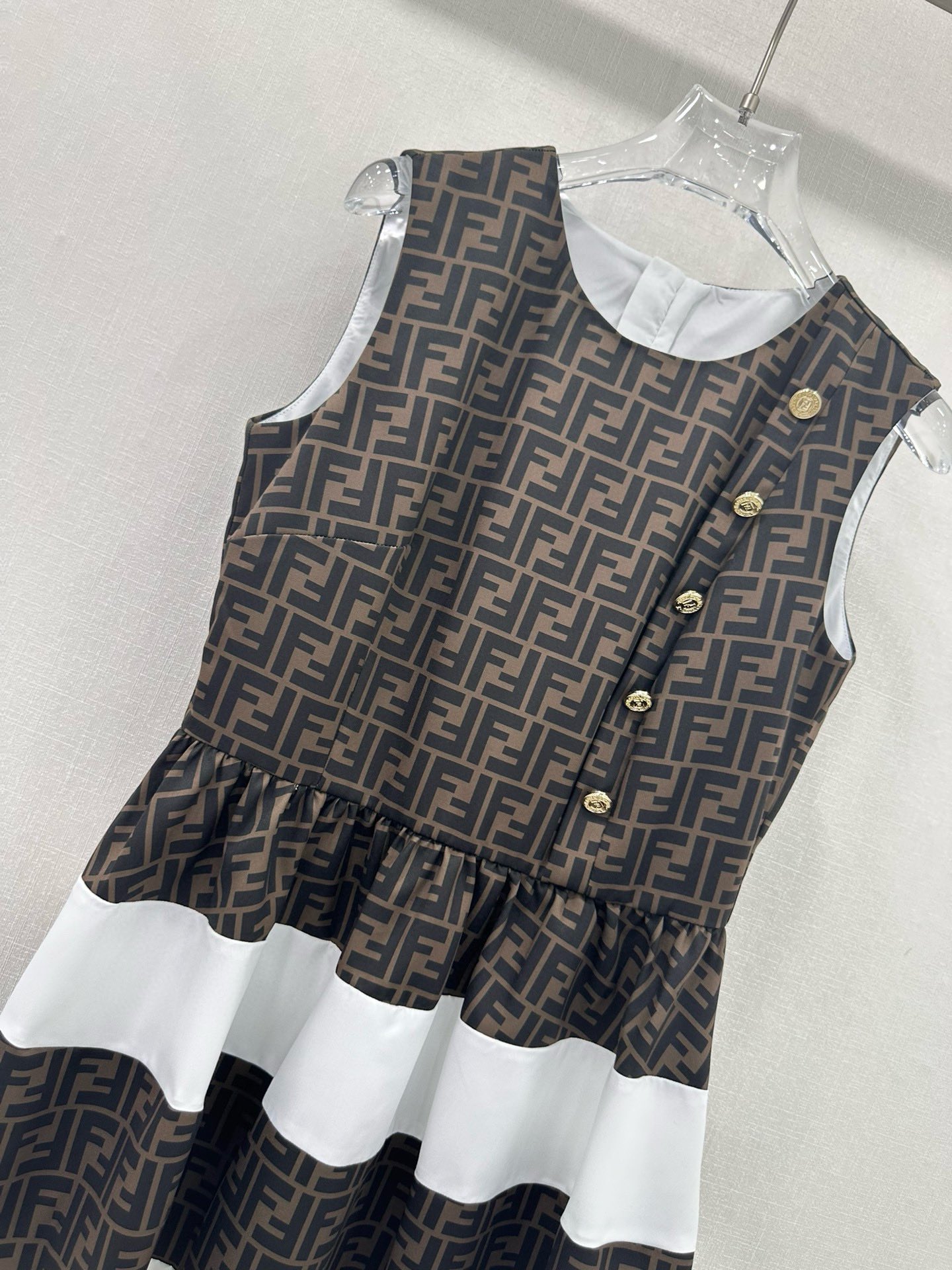 fendi シャツ ワンピースコピー スカート 無袖 花柄 人気定番 デザインがいい ファッション ブラウン_4