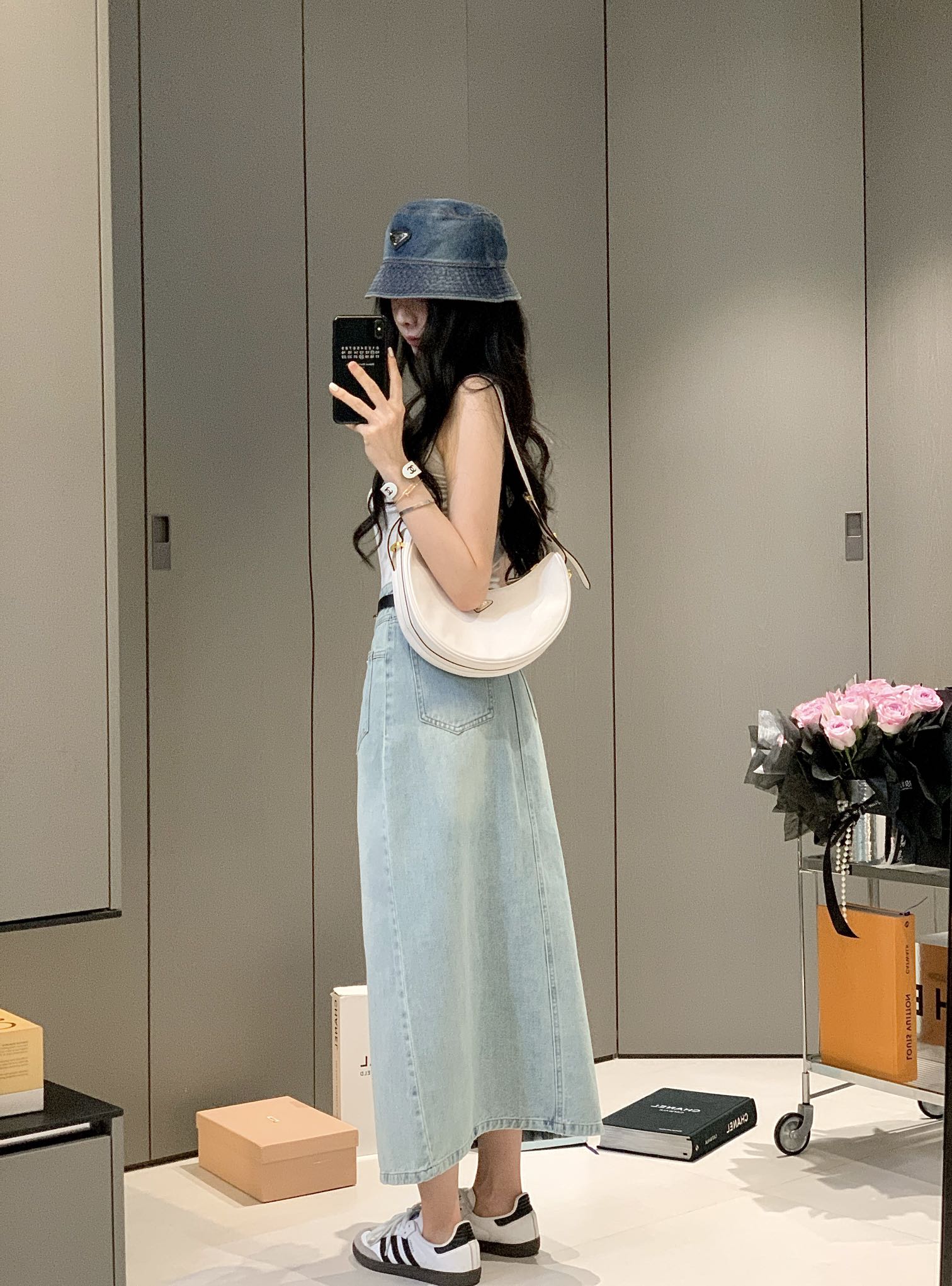 プラダ スカートスーパーコピー デニム素材のスカート 半身 夏スカート ポケット付き ベルト付き ブルー_2