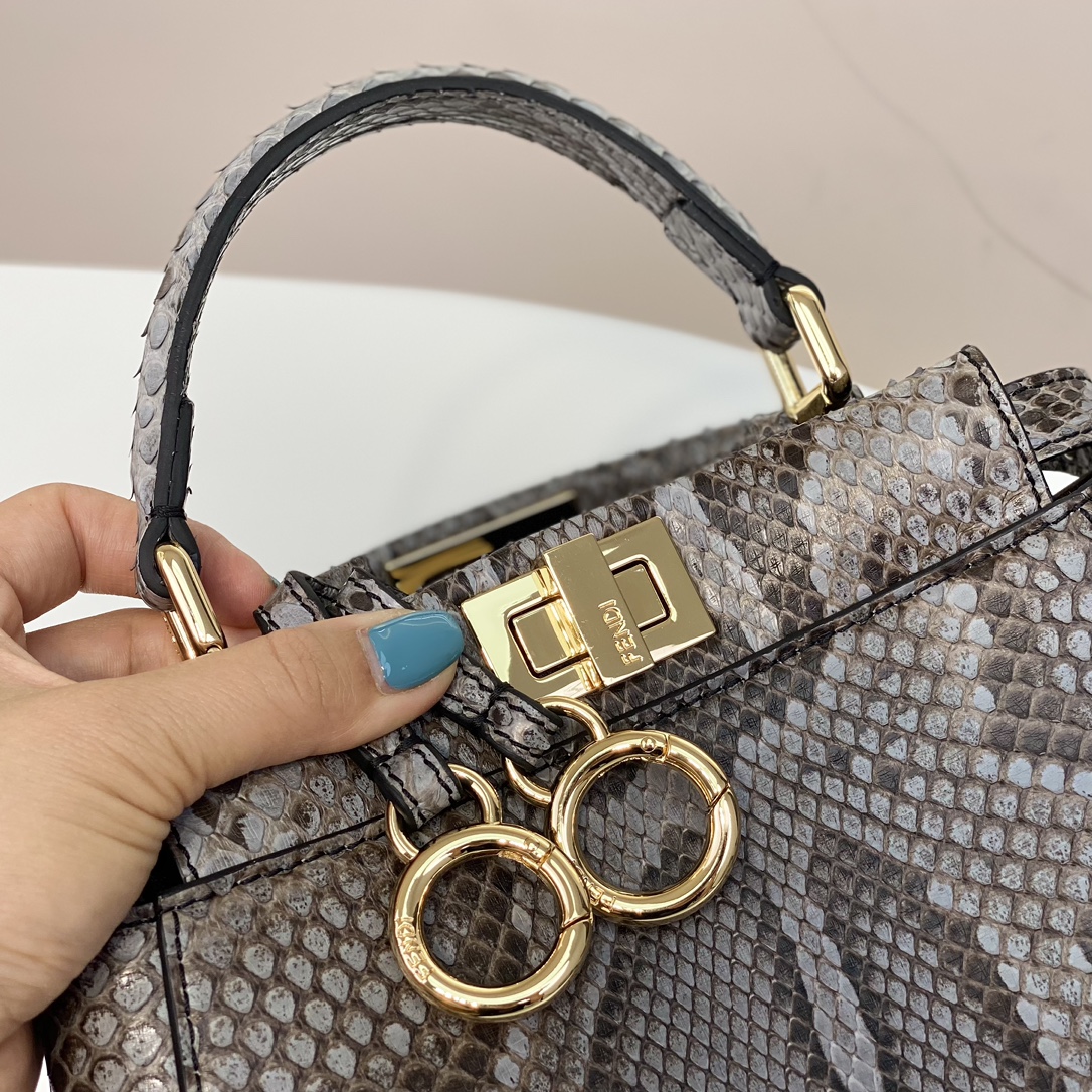 期間限定品 フェンディバッグ買取Ｎ級品 ハンドバッグ 斜め掛け可 蛇革 優雅 レザー レディース グレイ_8