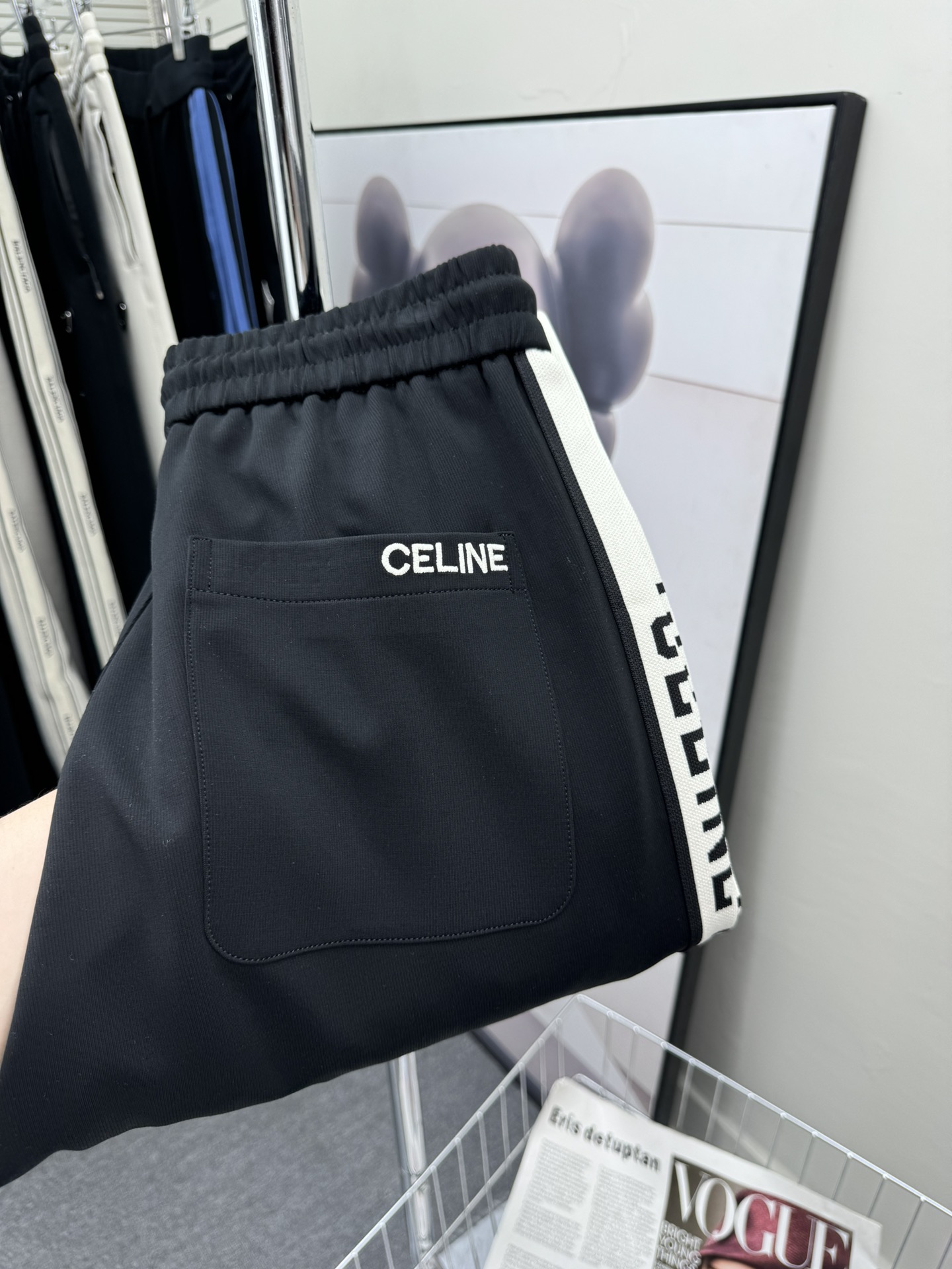 セリーヌズボンスーパーコピー カジュアルパンツ 運動ズボン ロゴプリント 純綿 柔らかい ブラック_6
